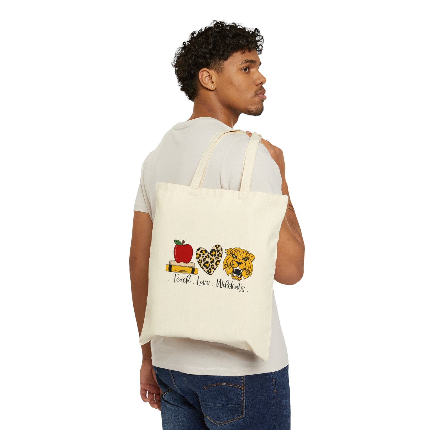 Teach Love Wildcats Cotton Canvas Tote Bag