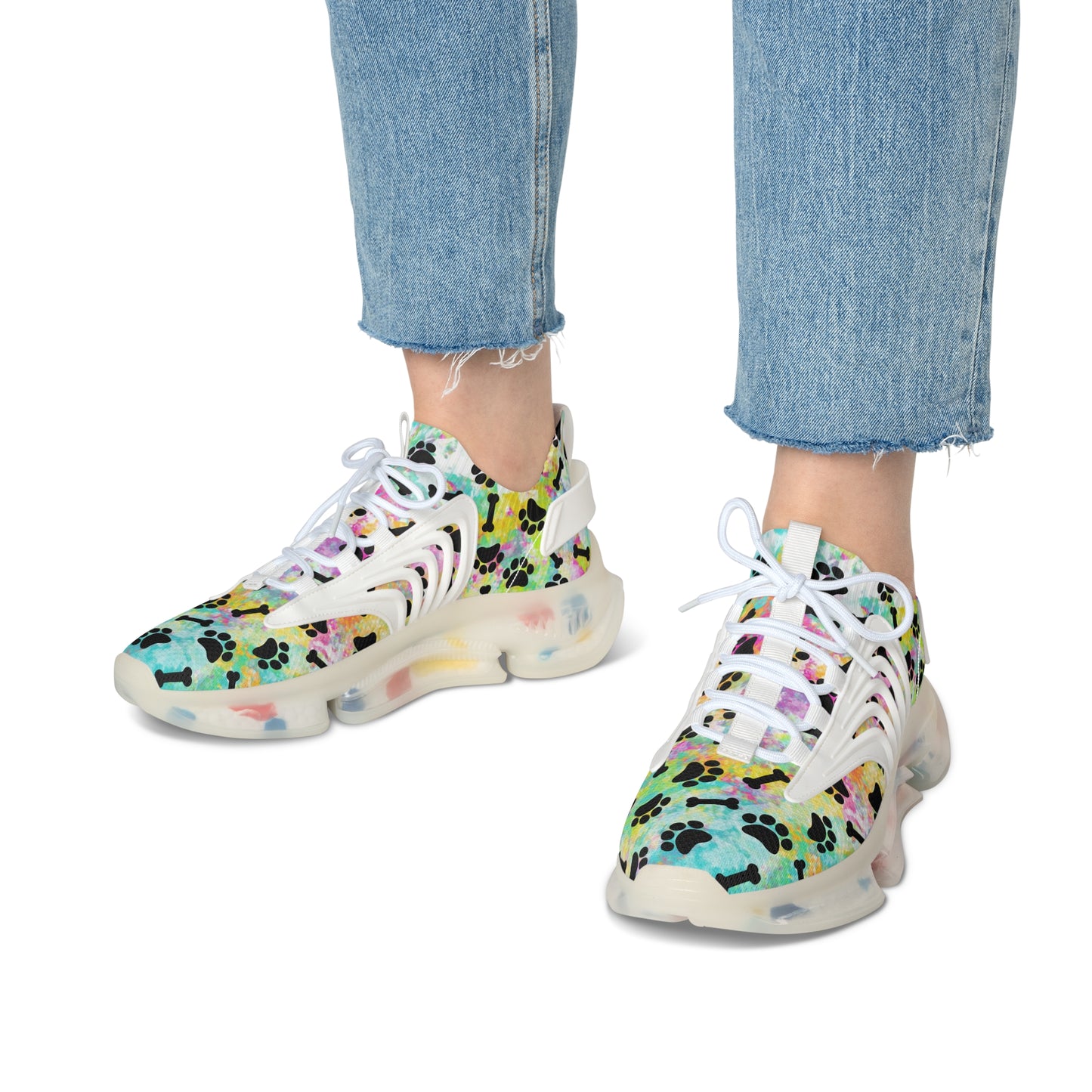 Rainbow Paw & Bones Women's Mesh Sneakers