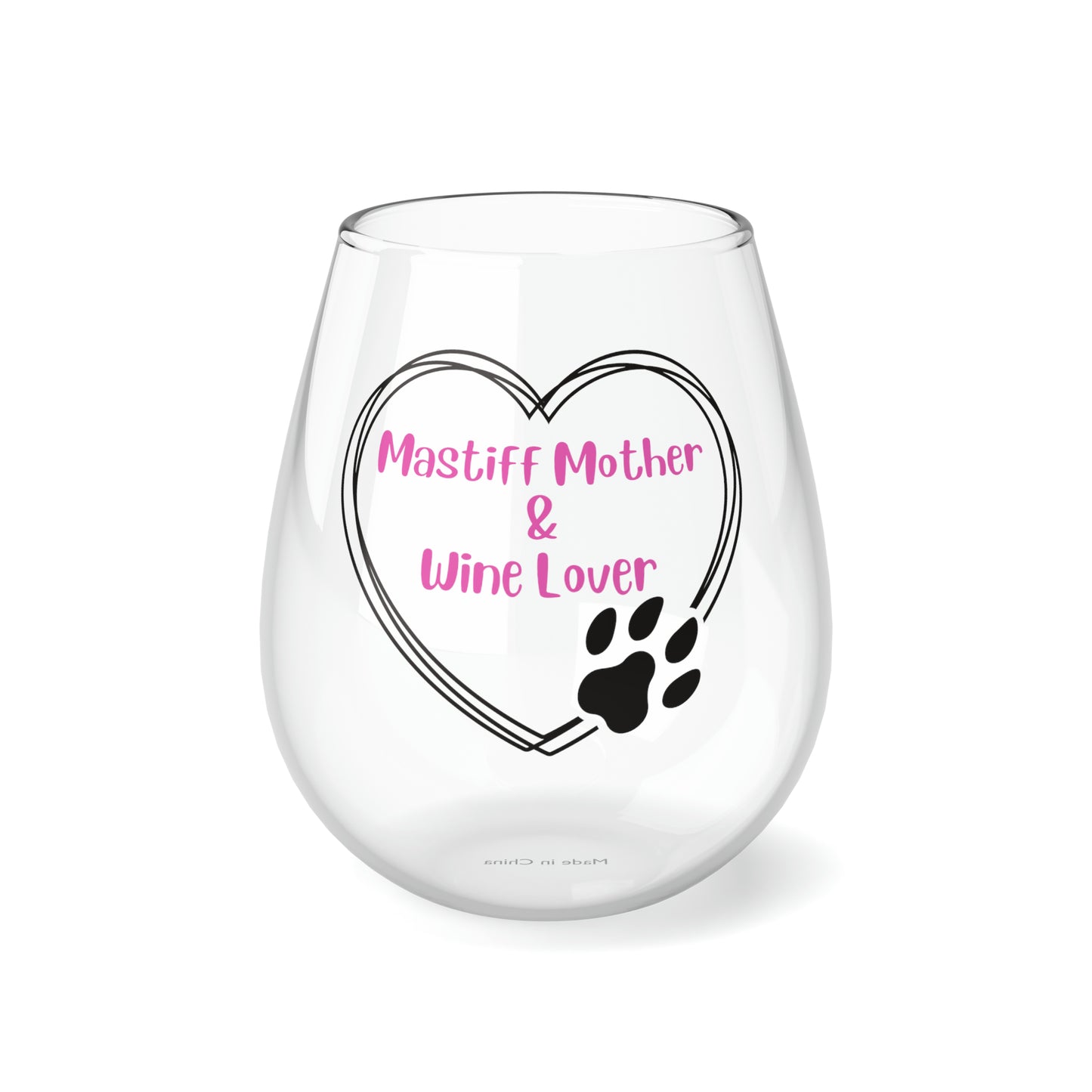 Mastiff Mother Stemless Wine Glass, 11.75oz 11.75oz