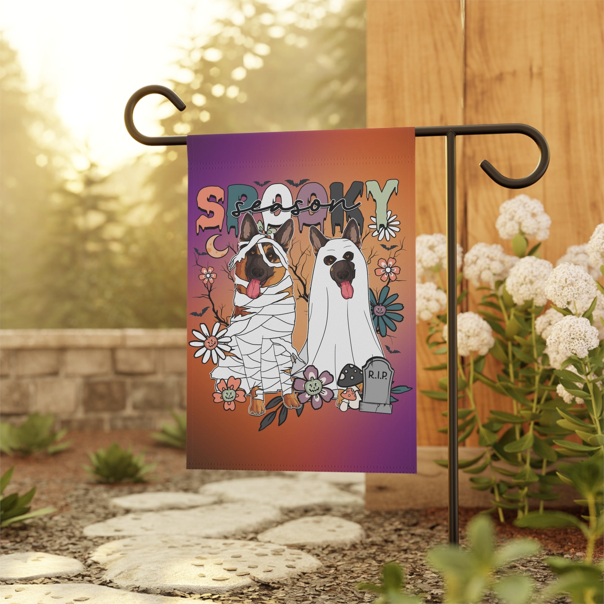 Halloween German Shepard Garden Flag