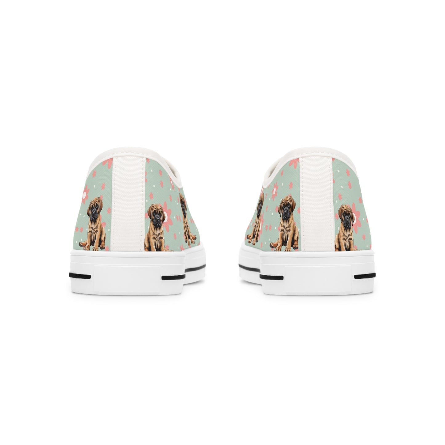 Mastiff with flowers Women's Low Top Sneakers