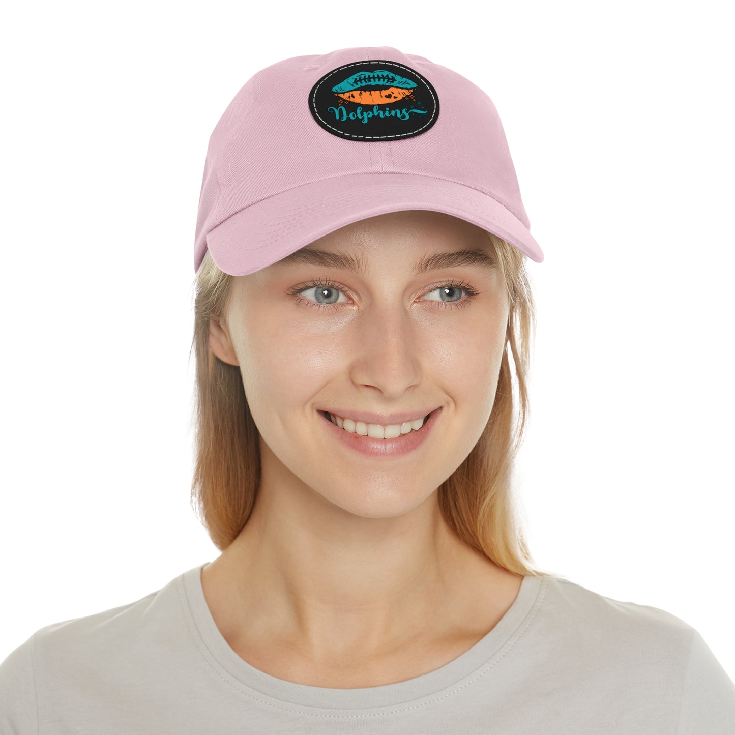 Miami Dolphin Hat with Leather Patch (Round)