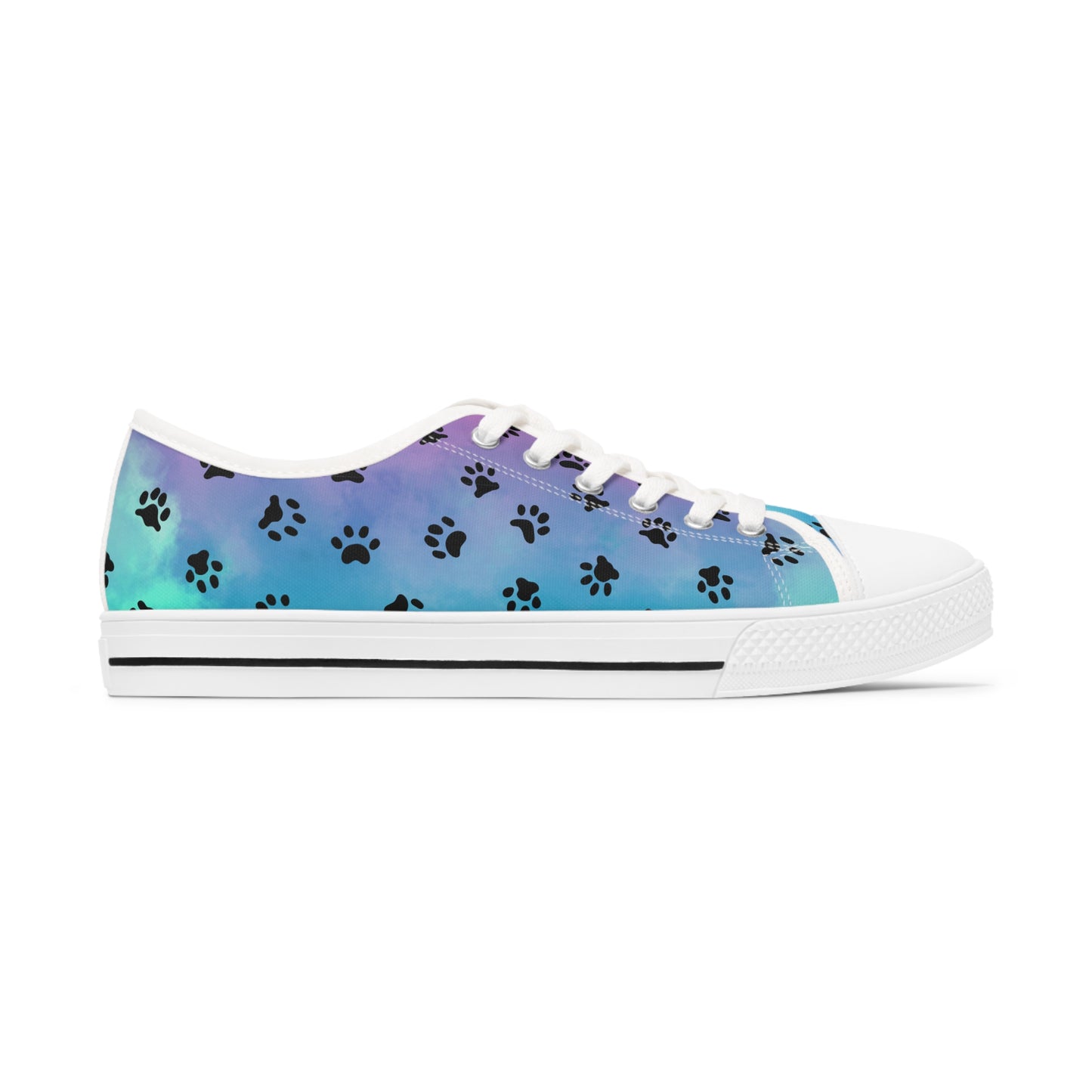 Purple/Blue Paw Print Women's Low Top Sneakers