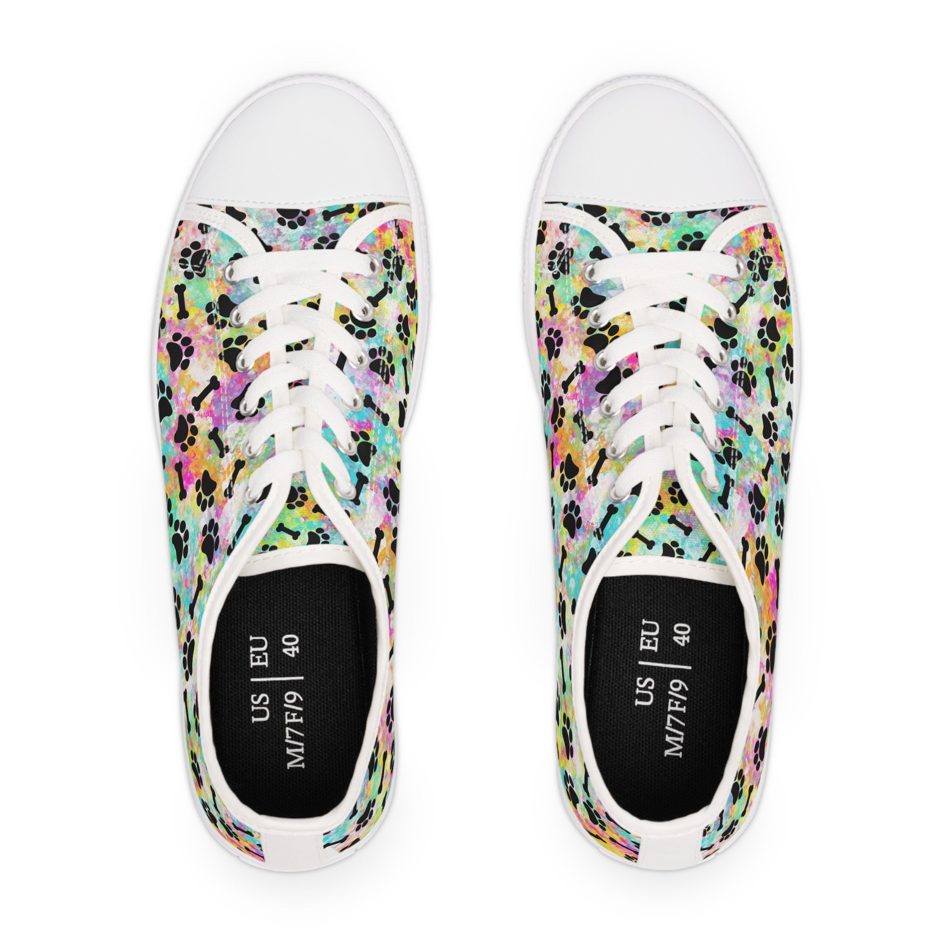 Rainbow Paw Prints & Bones Women's Low Top Sneakers