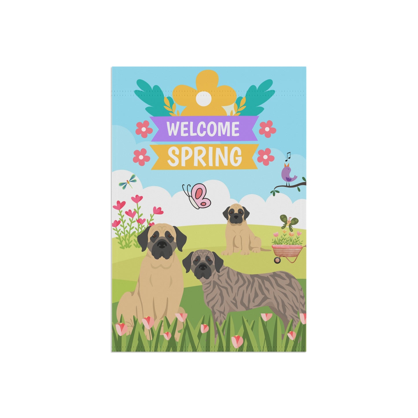 Mastiff Welcome Spring Garden Flag