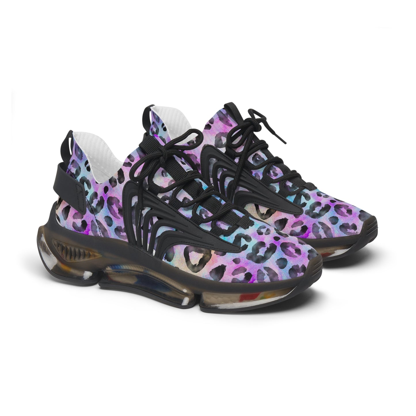 Purple Leopard Women's Mesh Sneakers Black sole