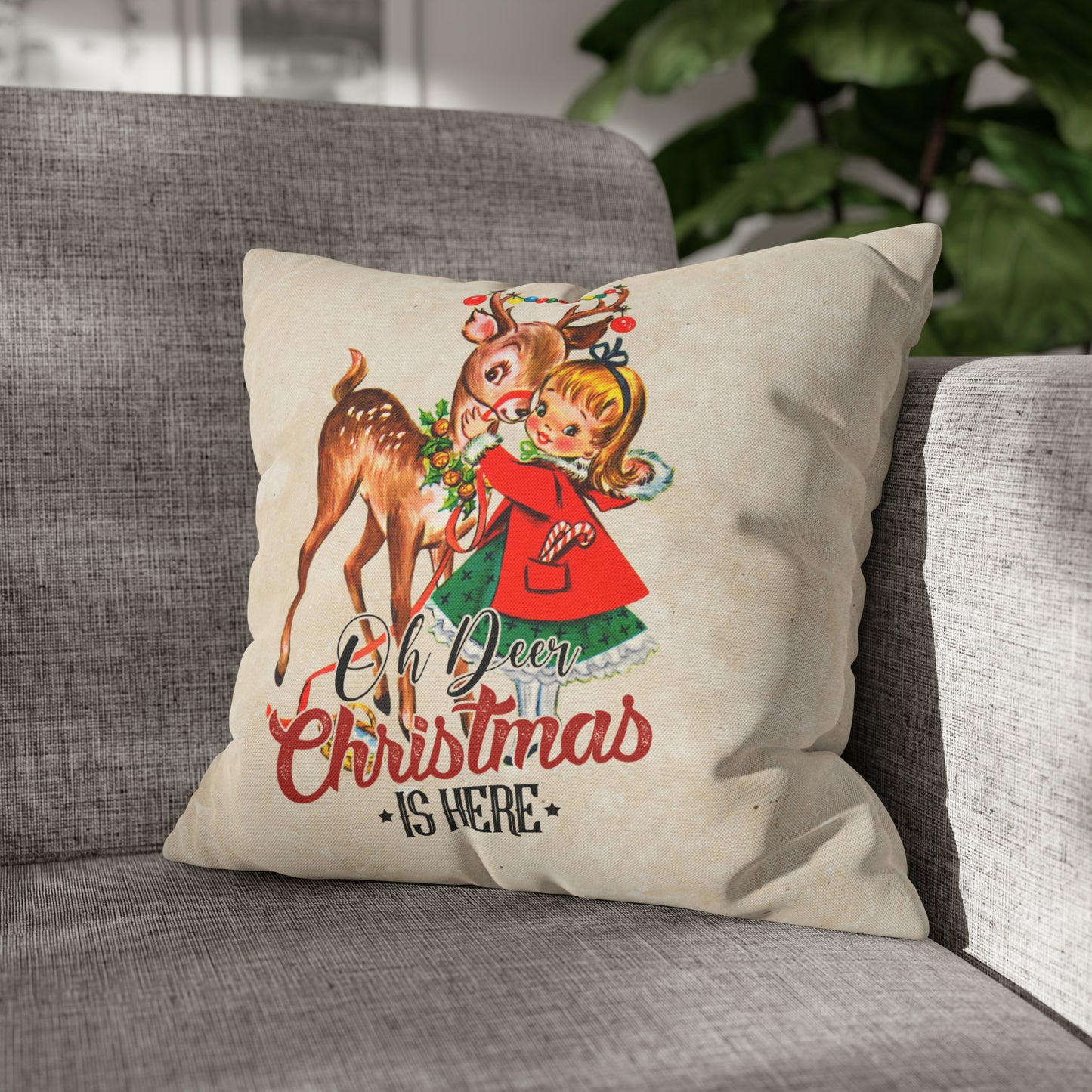 Oh Deer ...Spun Polyester Square Pillow Case 16" × 16"