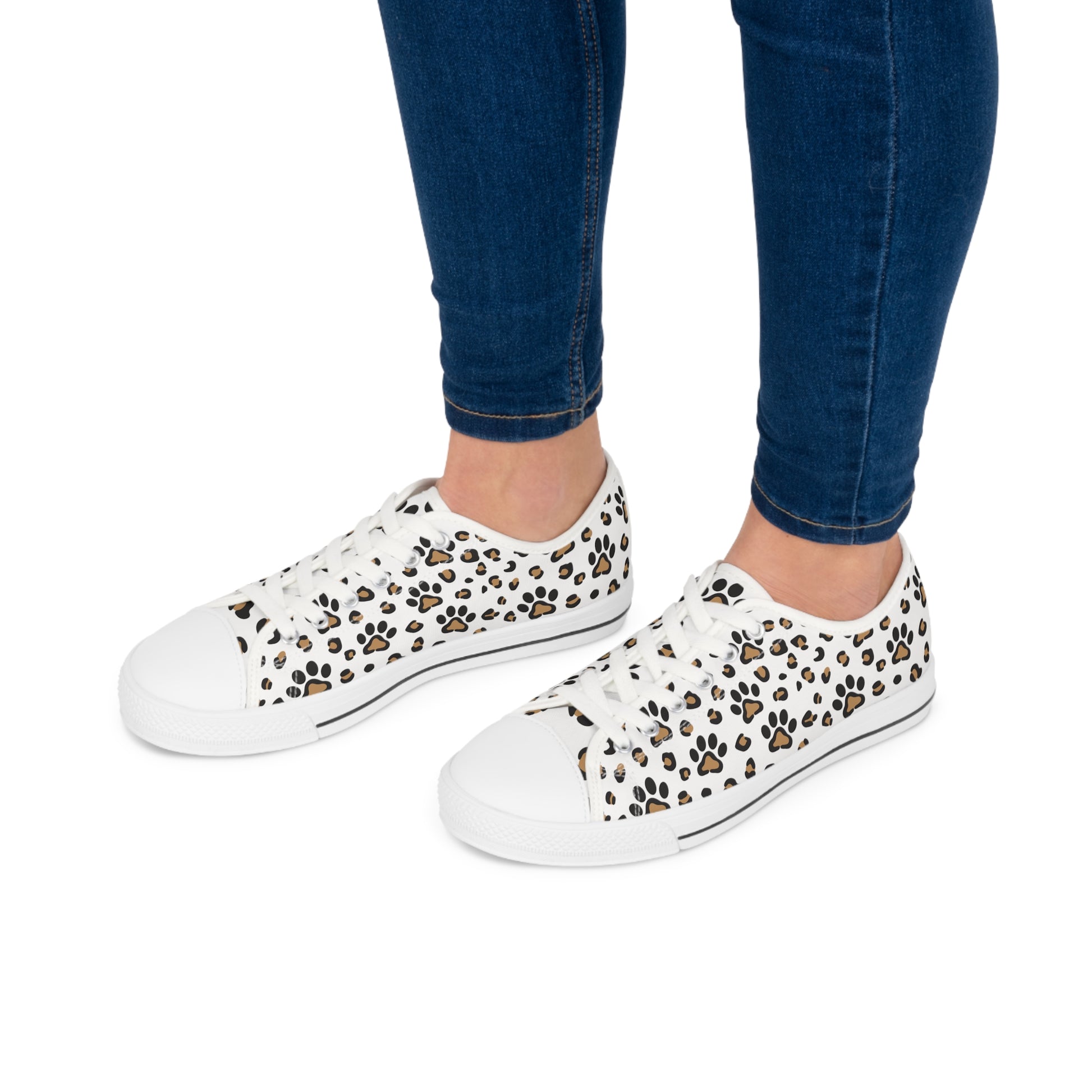 Leopard Paw Print Women's Low Top Sneakers