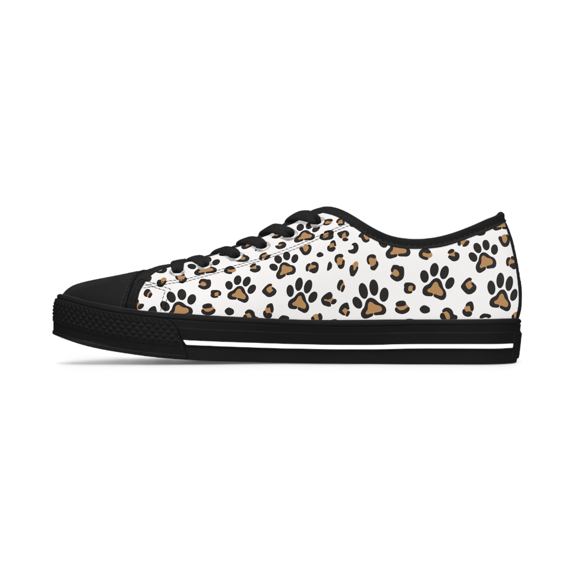 Leopard Paw Print Women's Low Top Sneakers