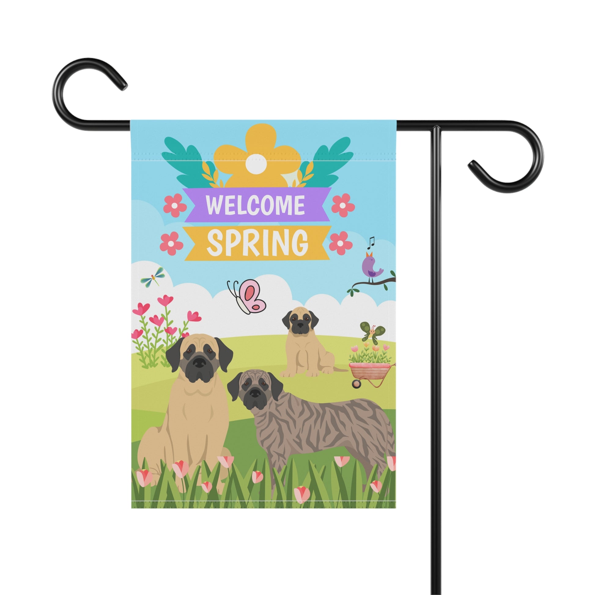 Mastiff Welcome Spring Garden Flag