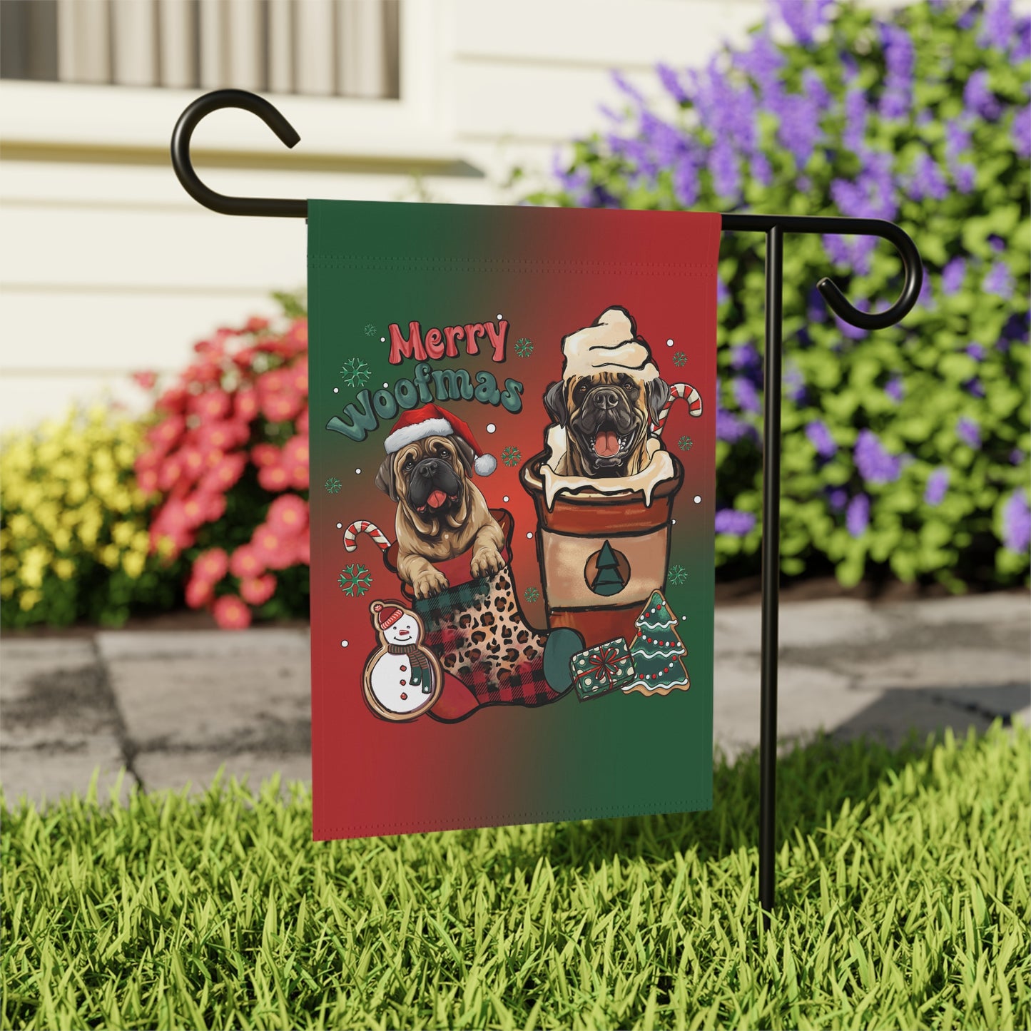 Merry Woofmas Mastiff Garden & House Banner 12'' × 18''