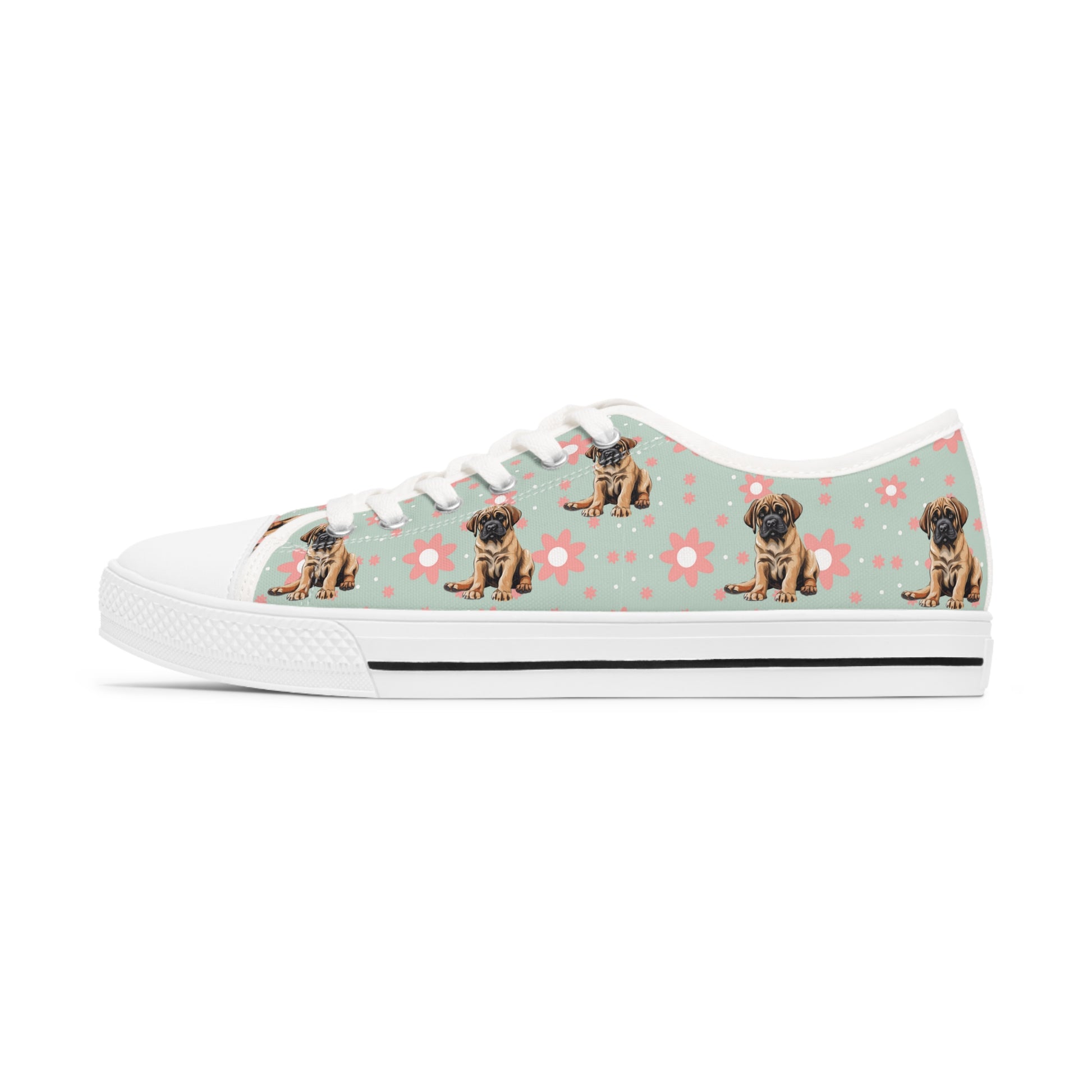 Mastiff with flowers Women's Low Top Sneakers