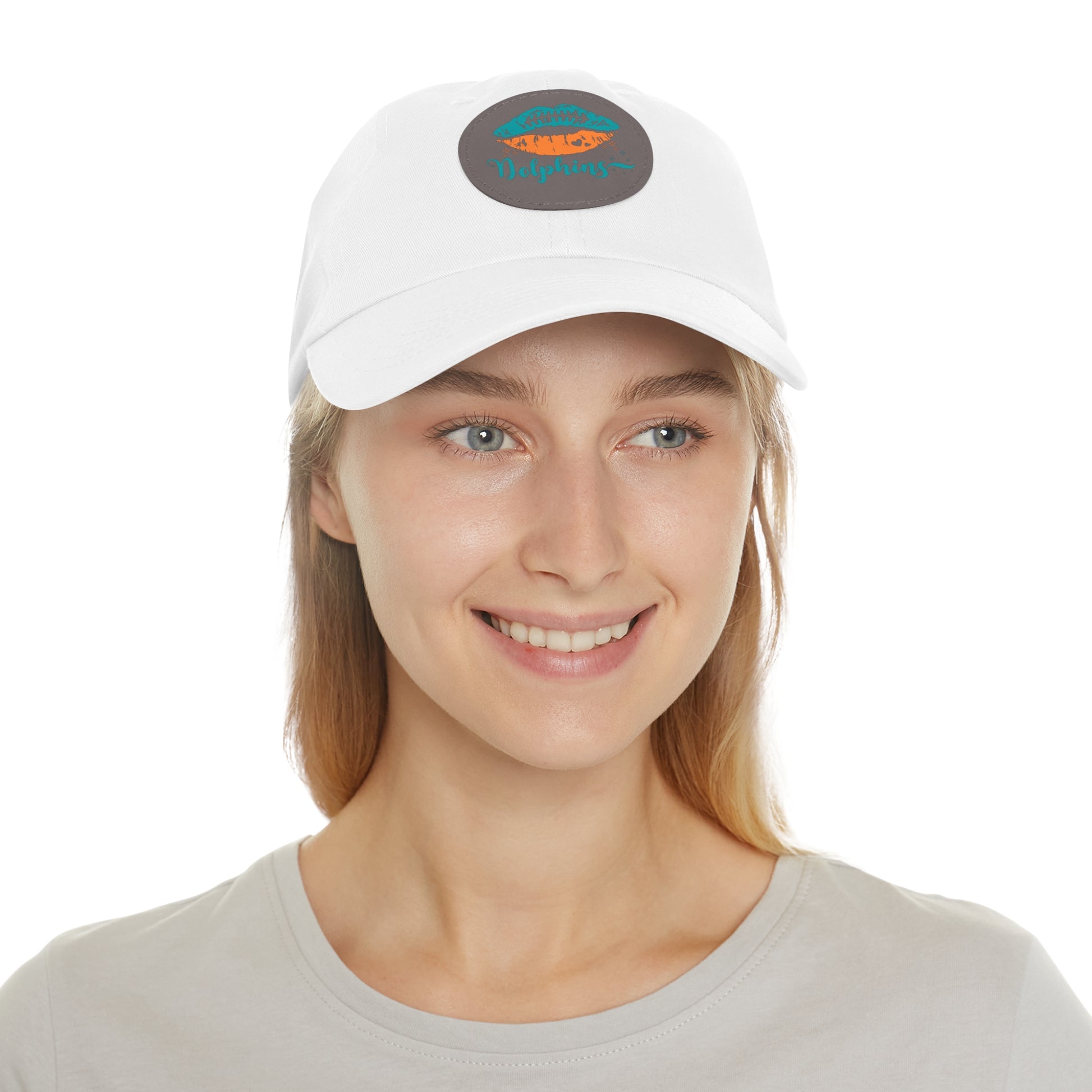 Miami Dolphin Hat with Leather Patch (Round)