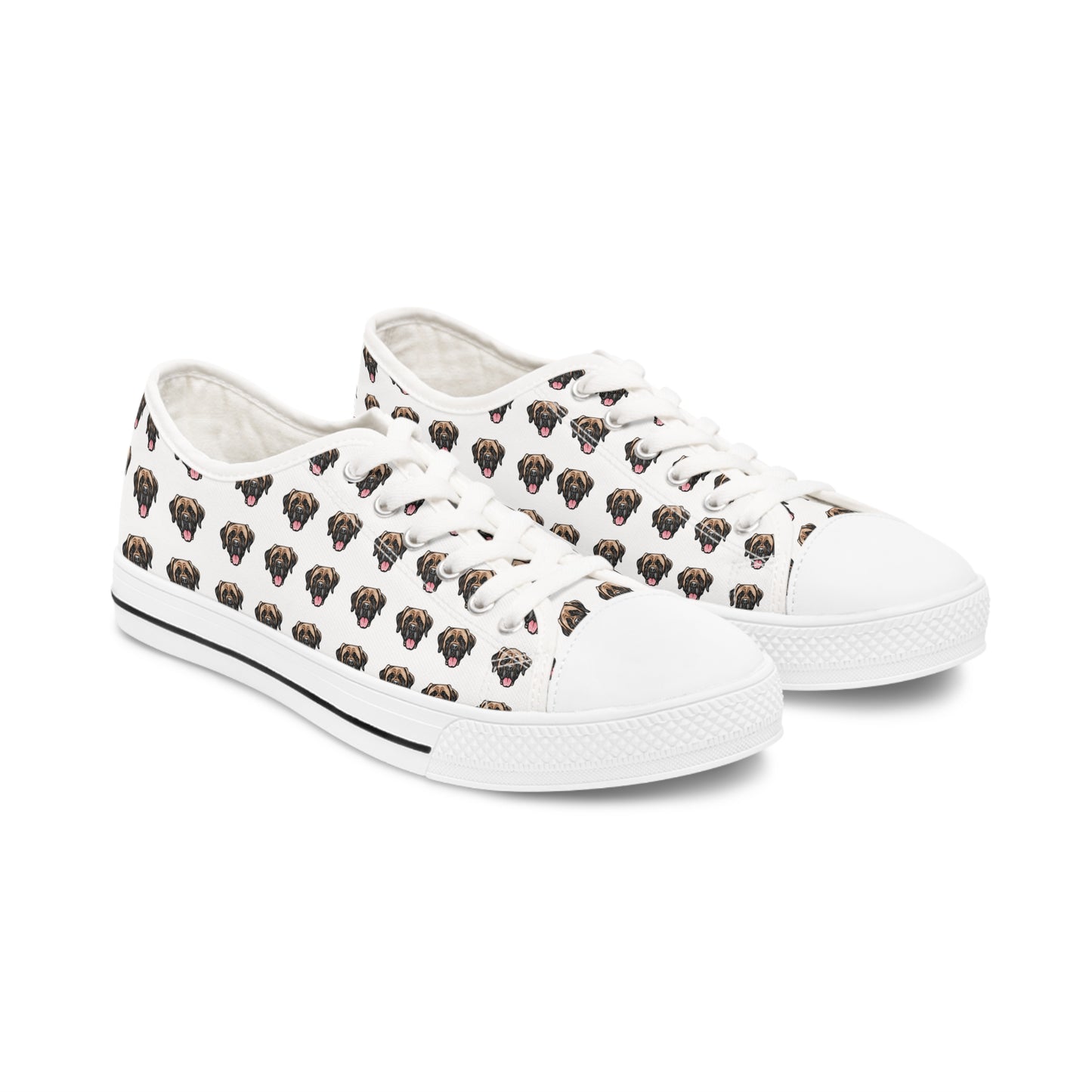 English Mastiff Women's Low Top Sneakers White sole