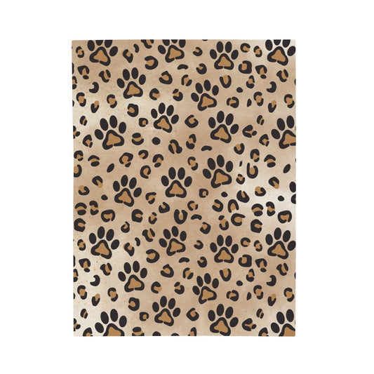 Leopard Paw Print Velveteen Plush Blanket 50" × 60"