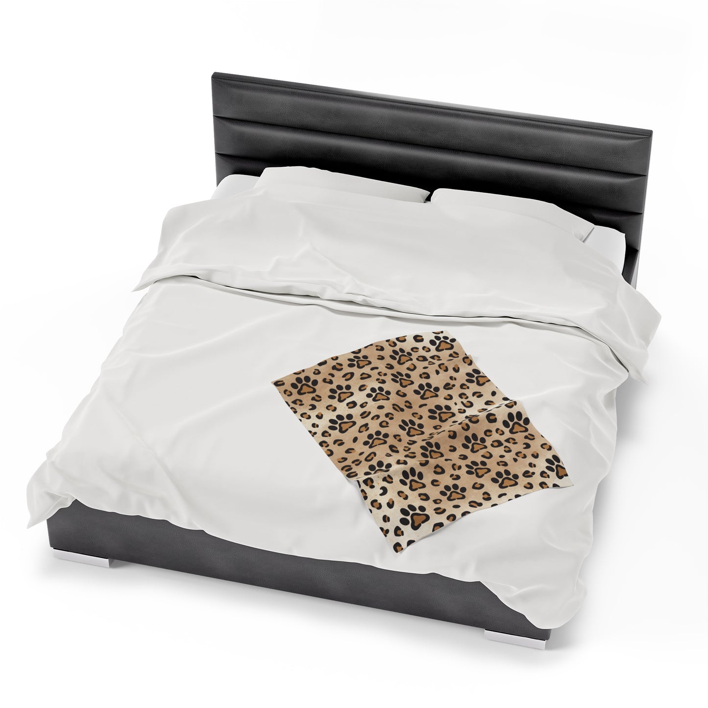 Leopard Paw Print Velveteen Plush Blanket