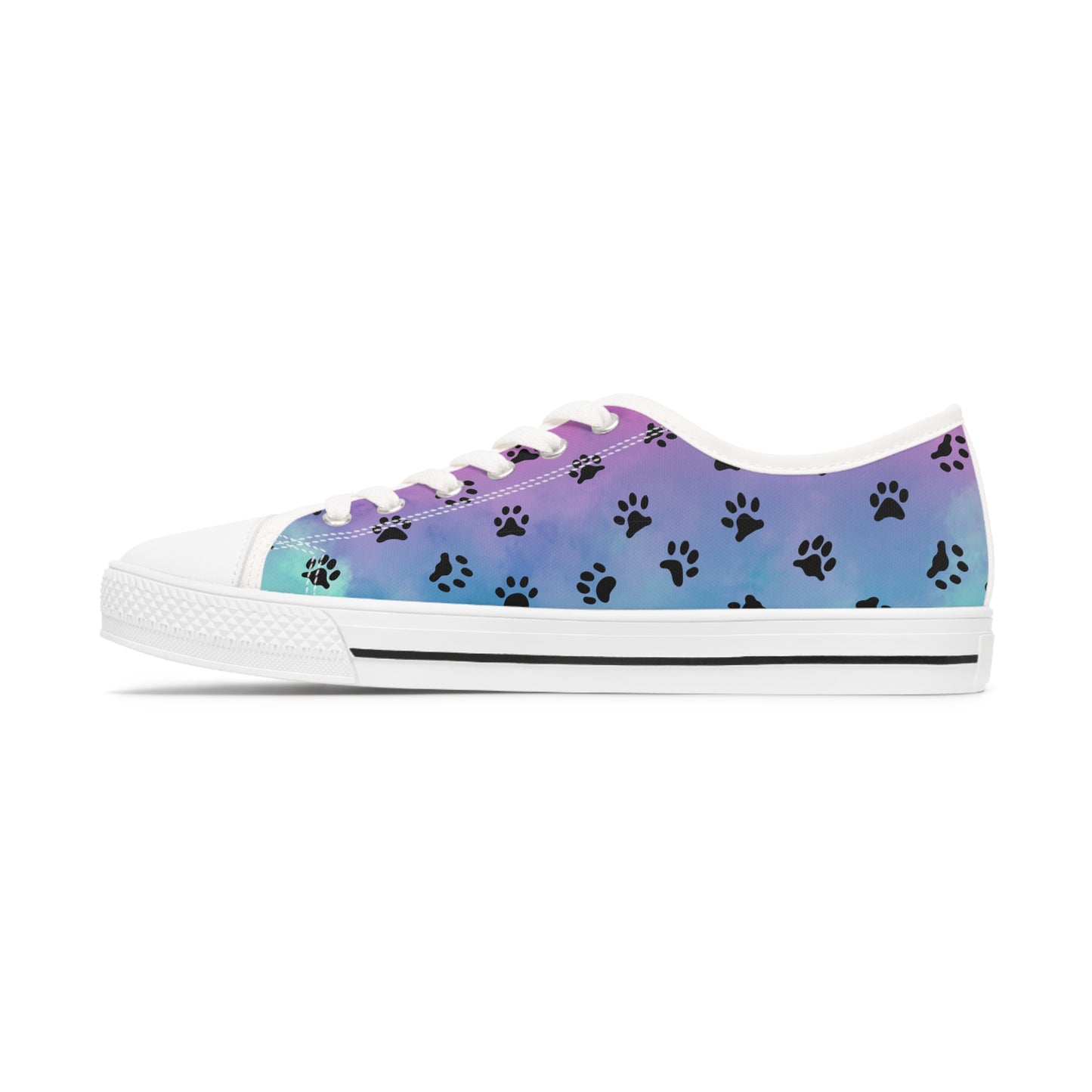 Purple/Blue Paw Print Women's Low Top Sneakers