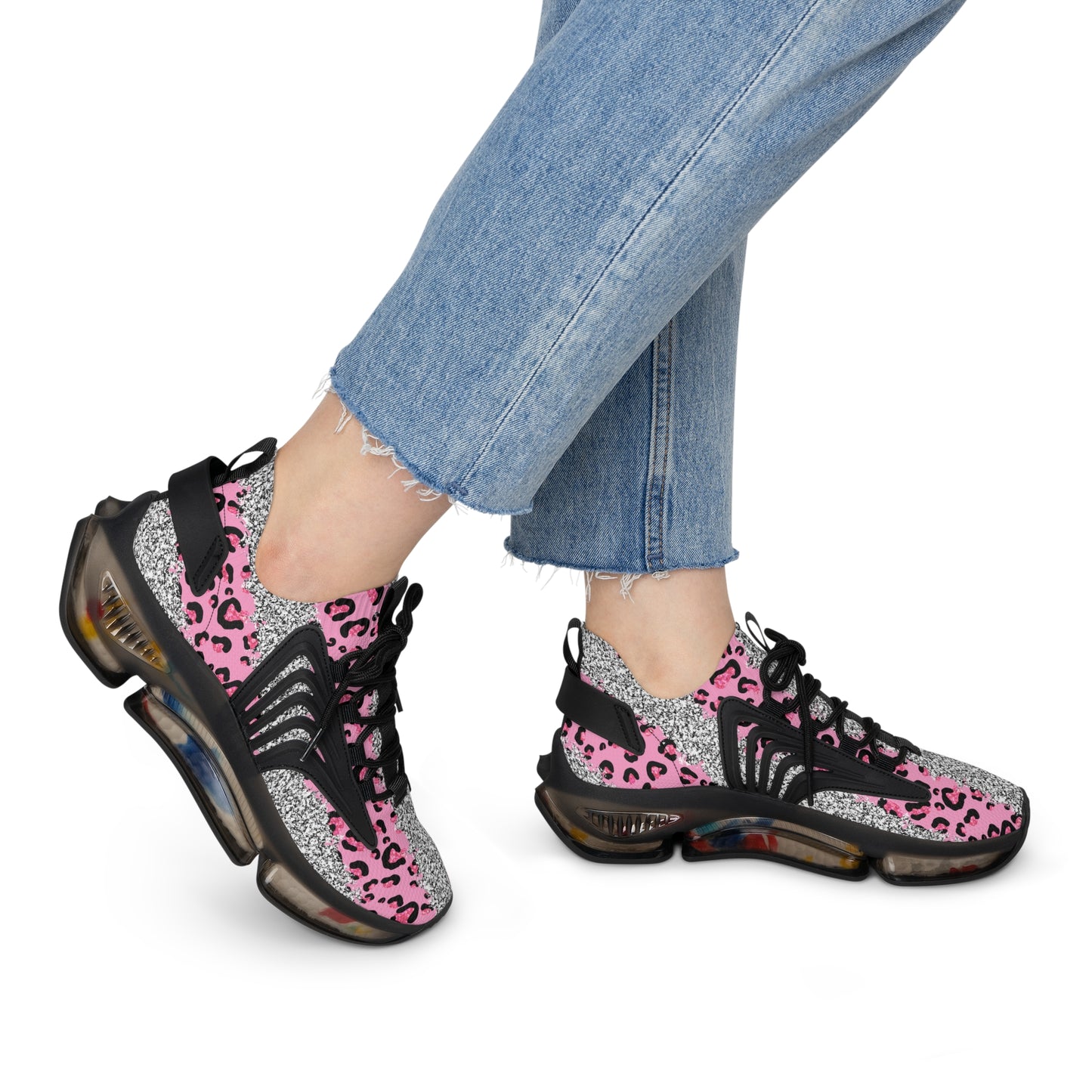 Pink Leopard Women's Mesh Sneakers