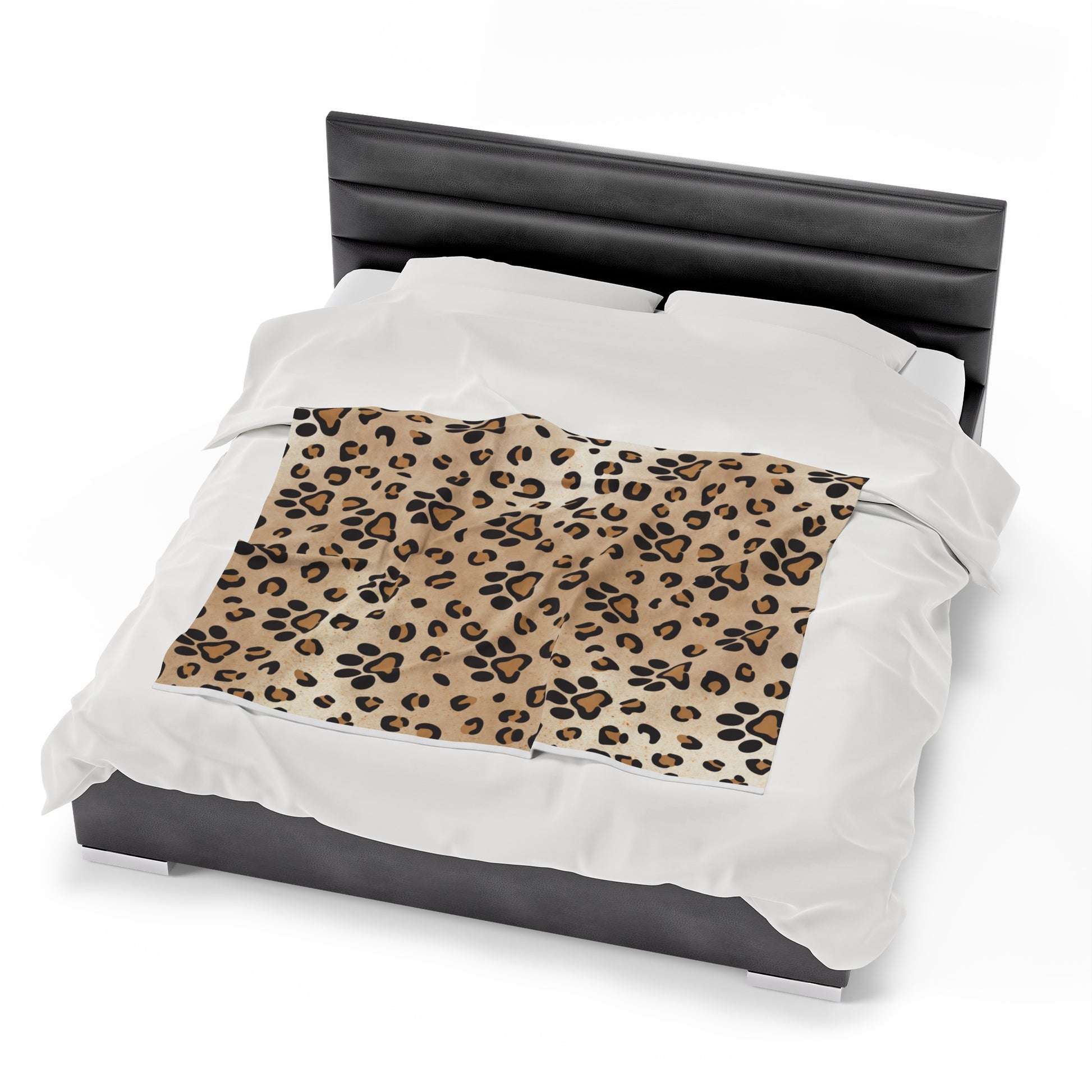 Leopard Paw Print Velveteen Plush Blanket