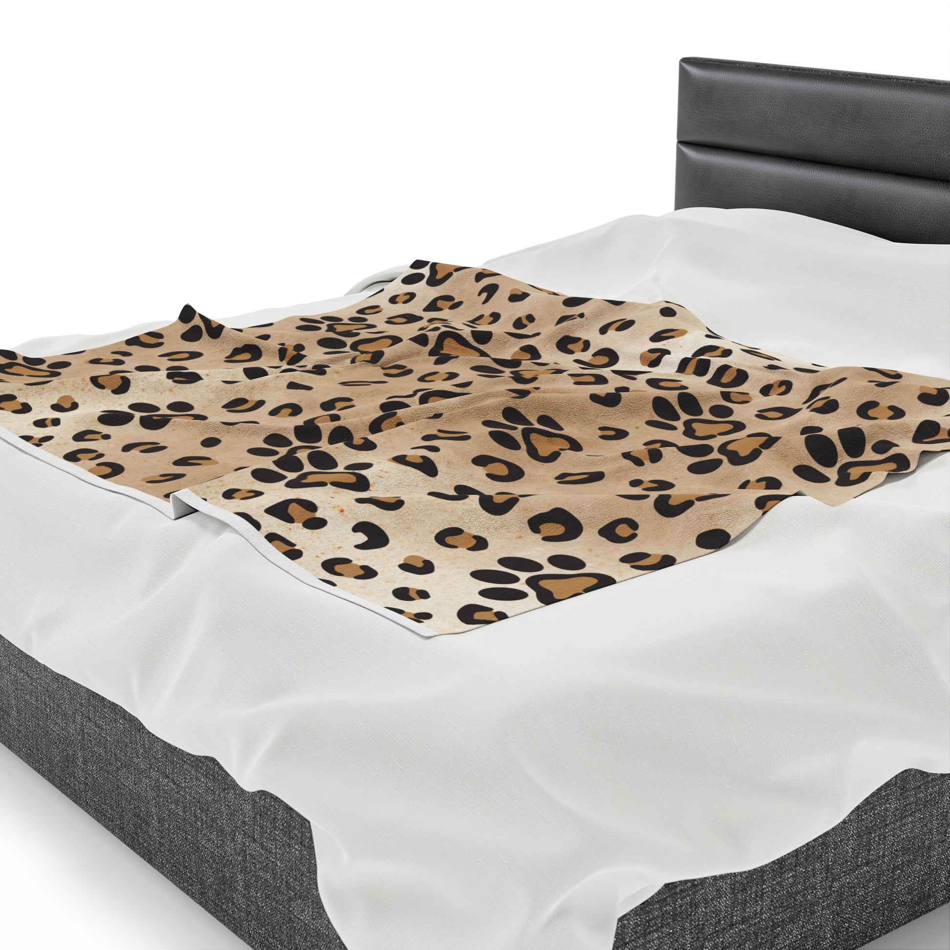 Leopard Paw Print Velveteen Plush Blanket