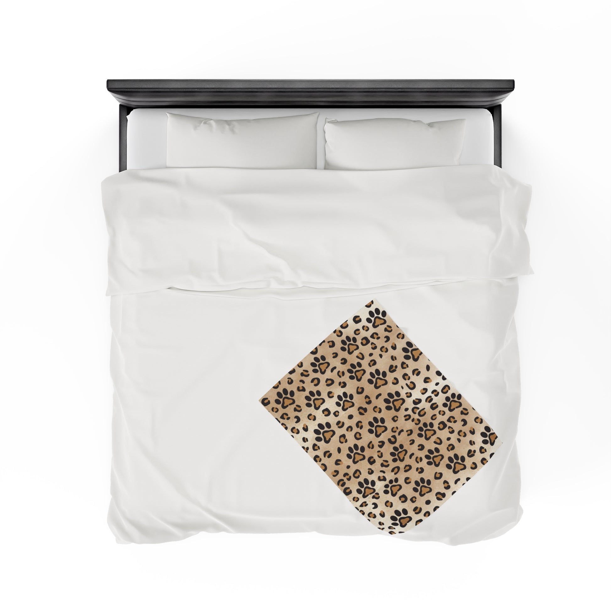 Leopard Paw Print Velveteen Plush Blanket