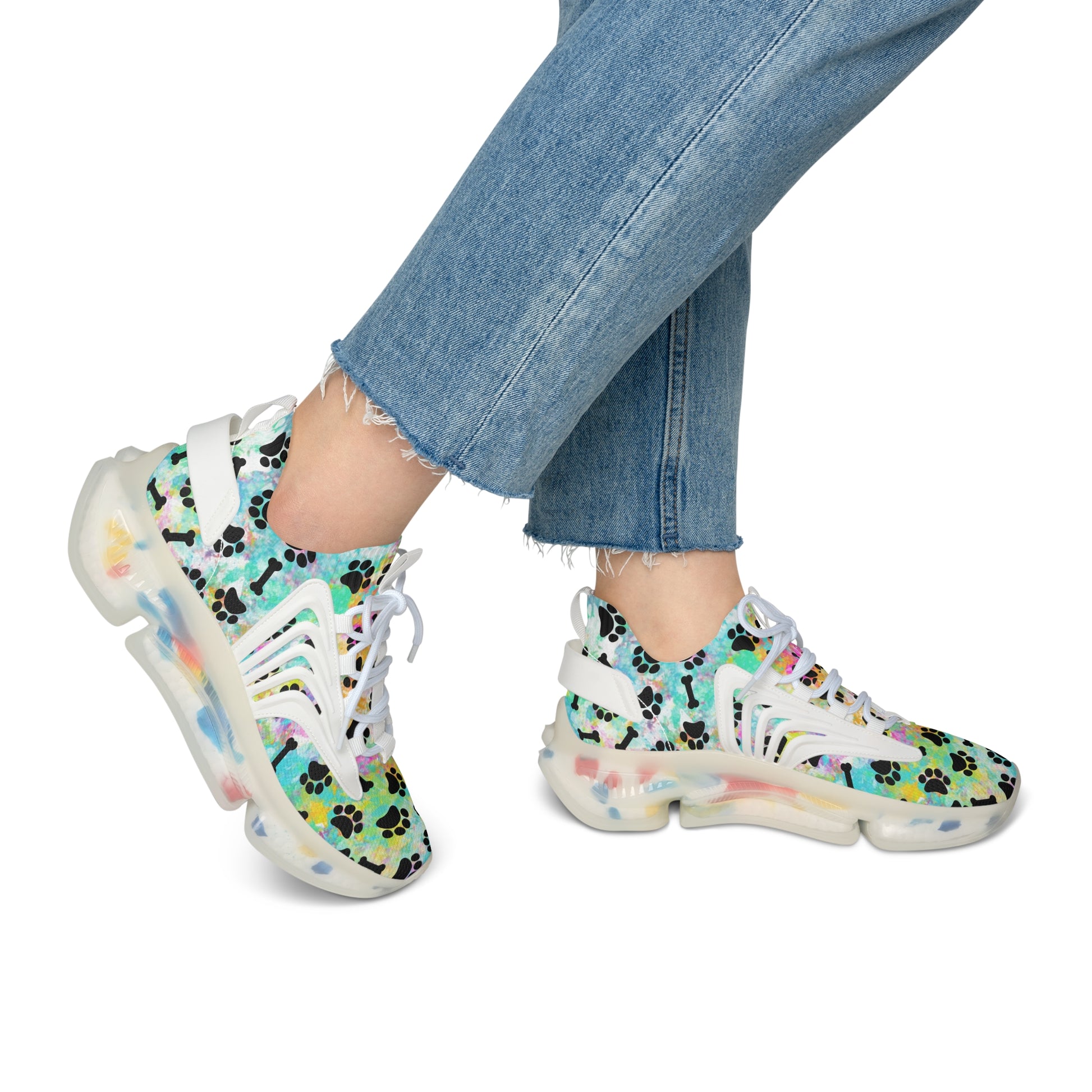 Rainbow Paw & Bones Women's Mesh Sneakers