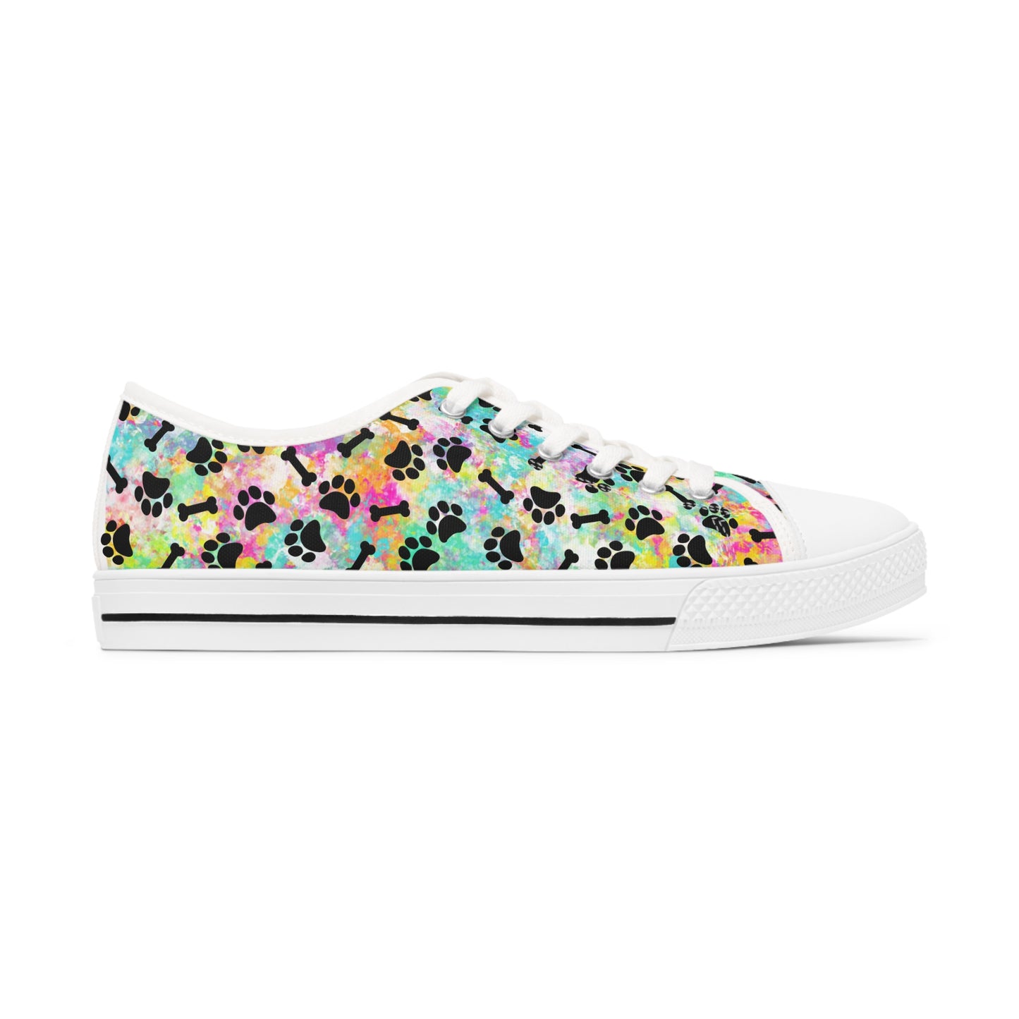 Rainbow Paw Prints & Bones Women's Low Top Sneakers