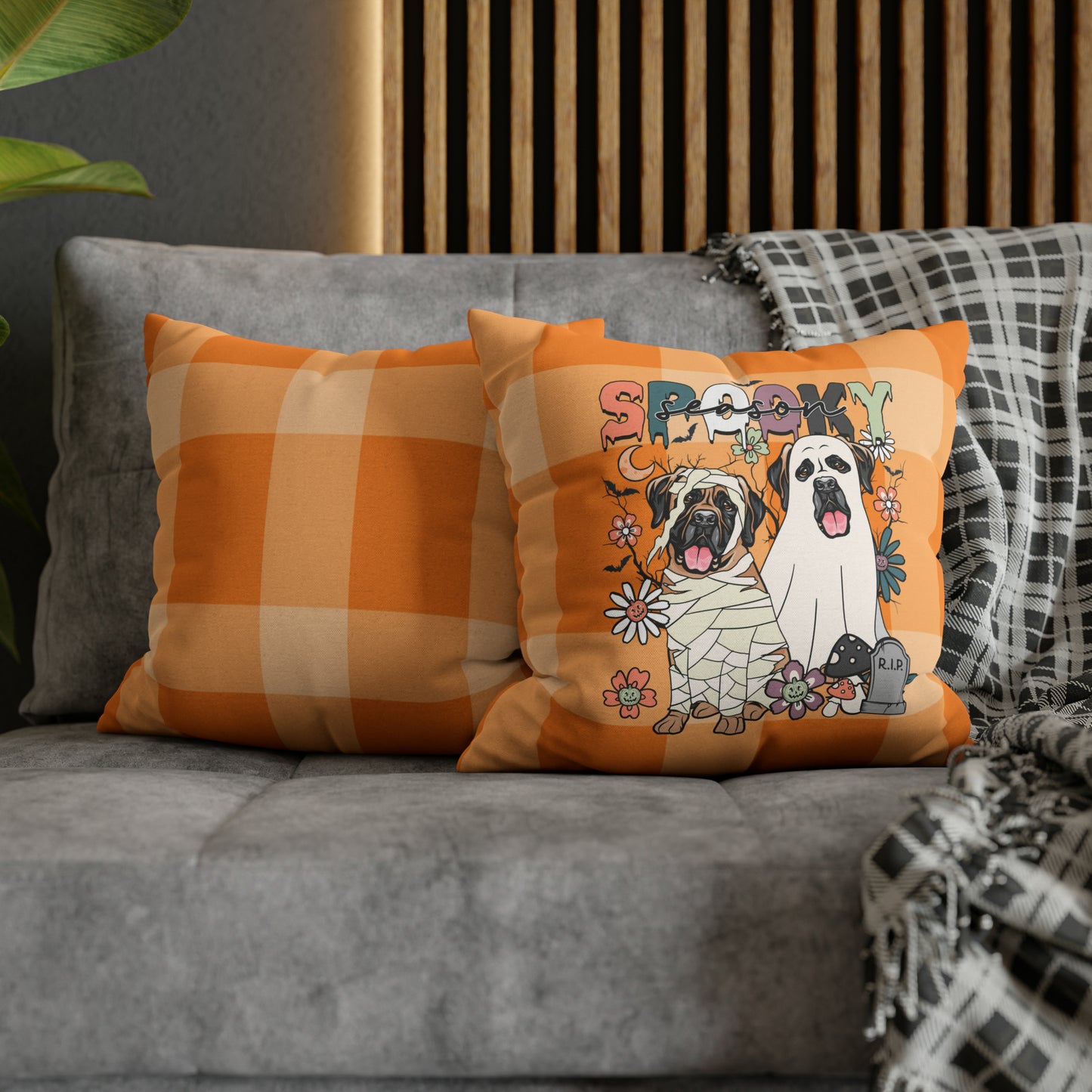 Halloween Mastiff Spun Polyester Square Pillow Case