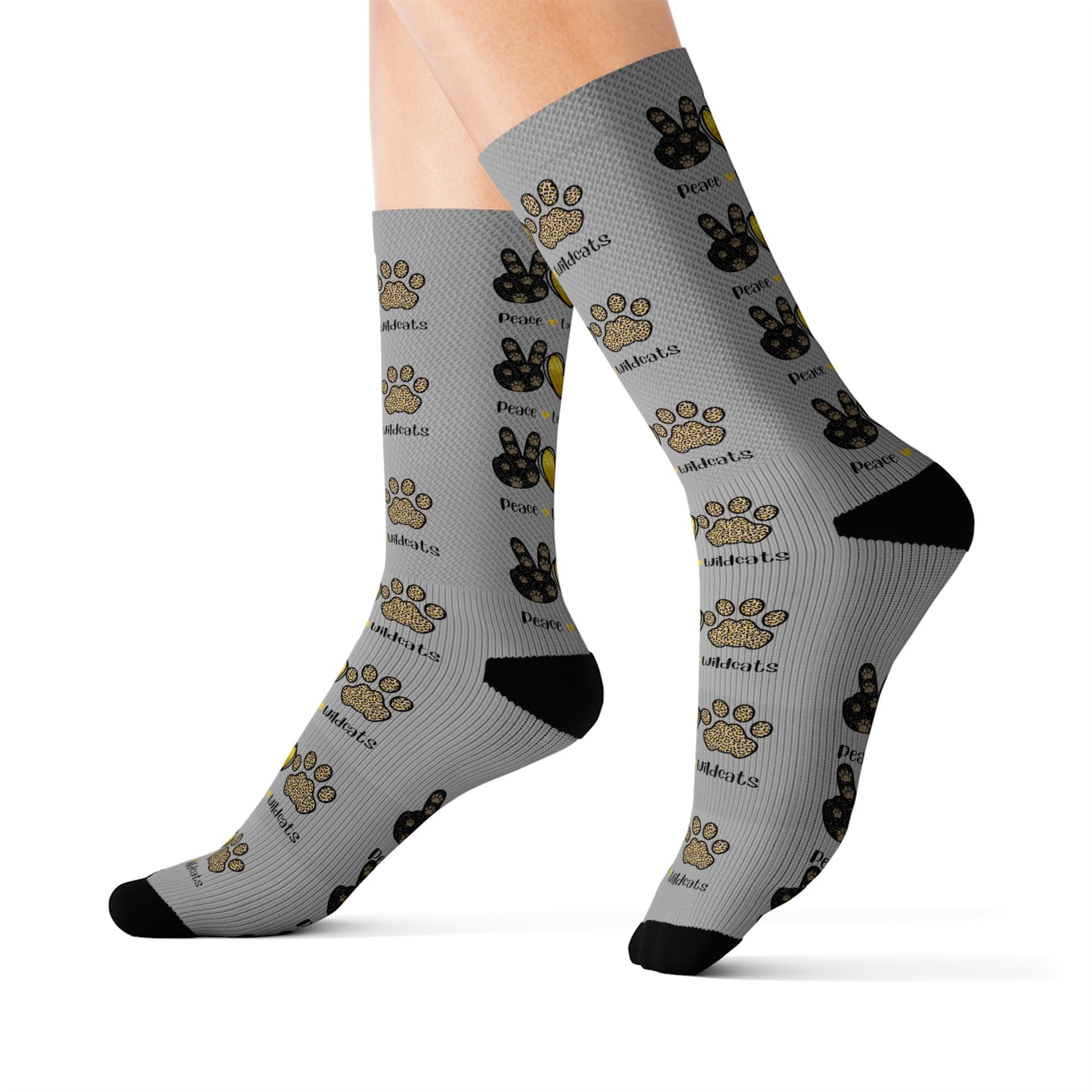 Peace Love Wildcats Sublimation Socks L