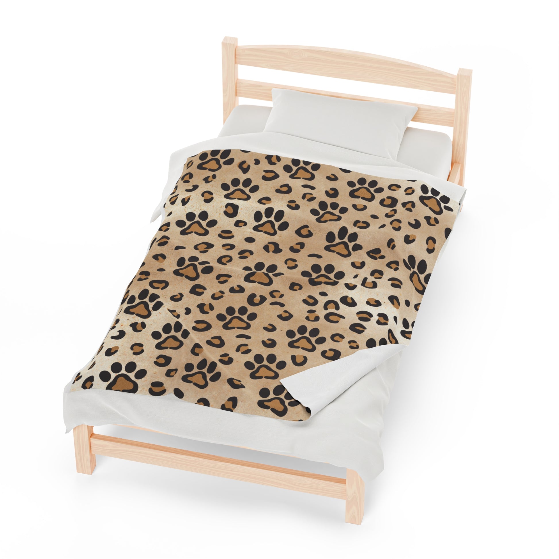 Leopard Paw Print Velveteen Plush Blanket