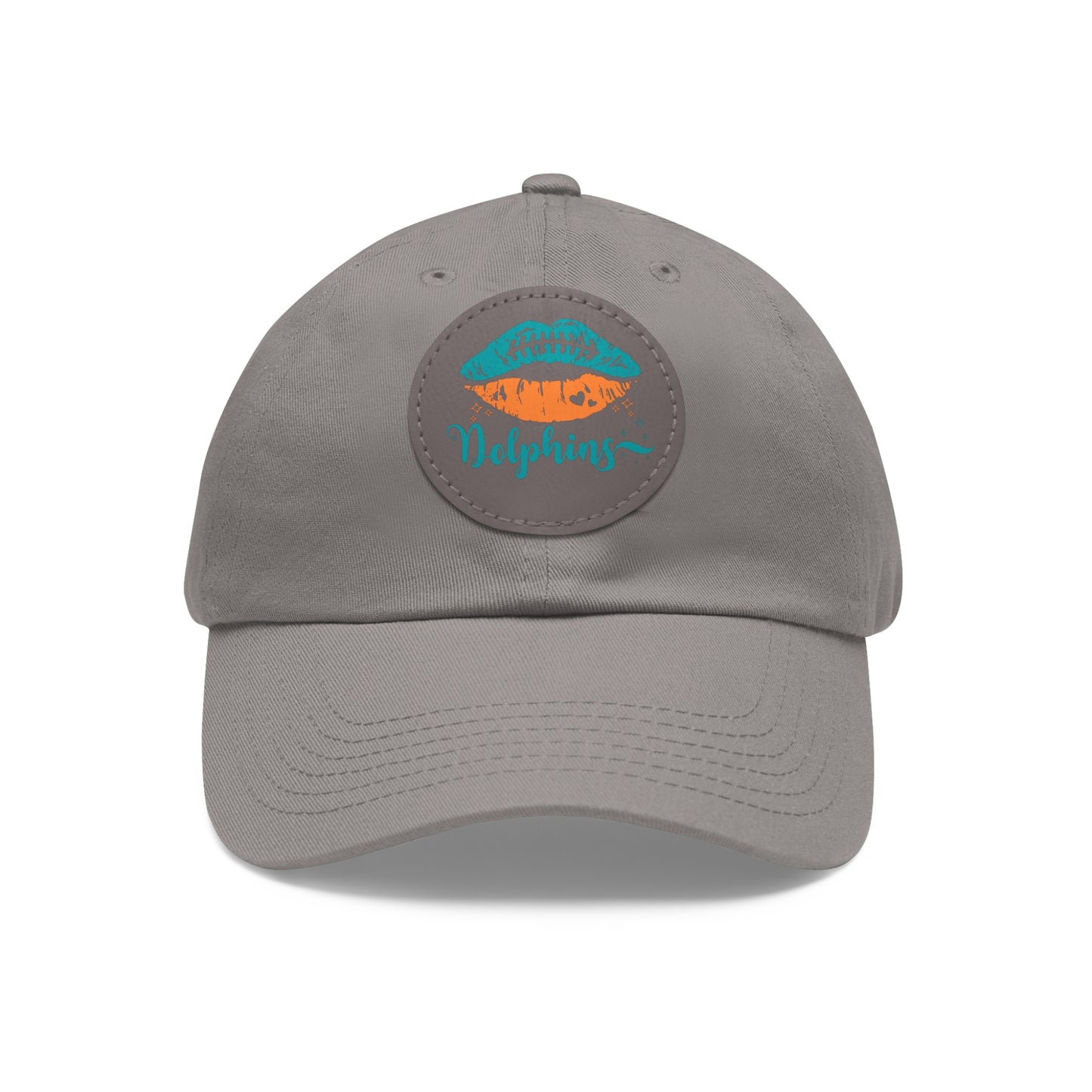 Miami Dolphin Hat with Leather Patch (Round) Grey / Grey patch Circle One size