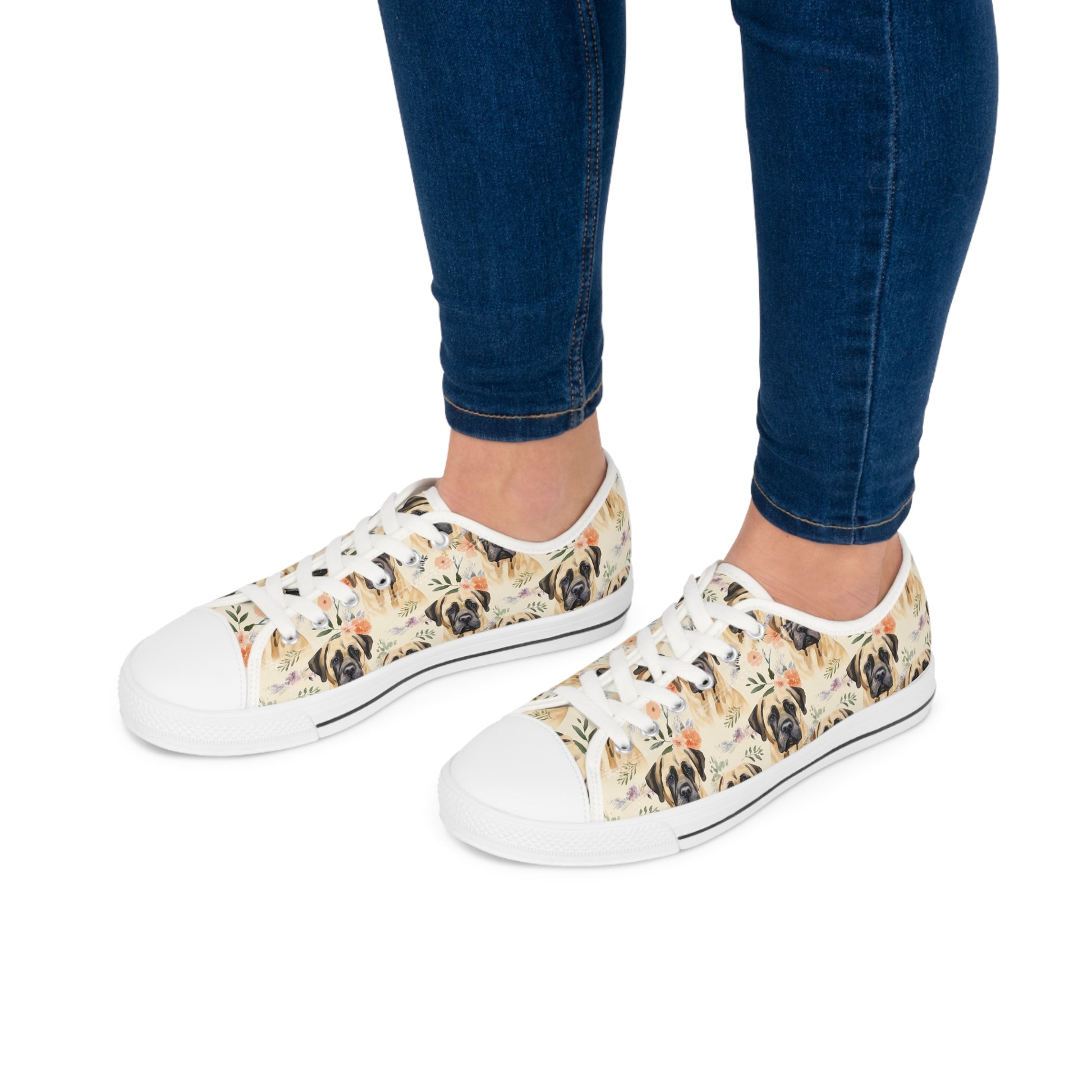 English Mastiff Flower Women's Low Top Sneakers