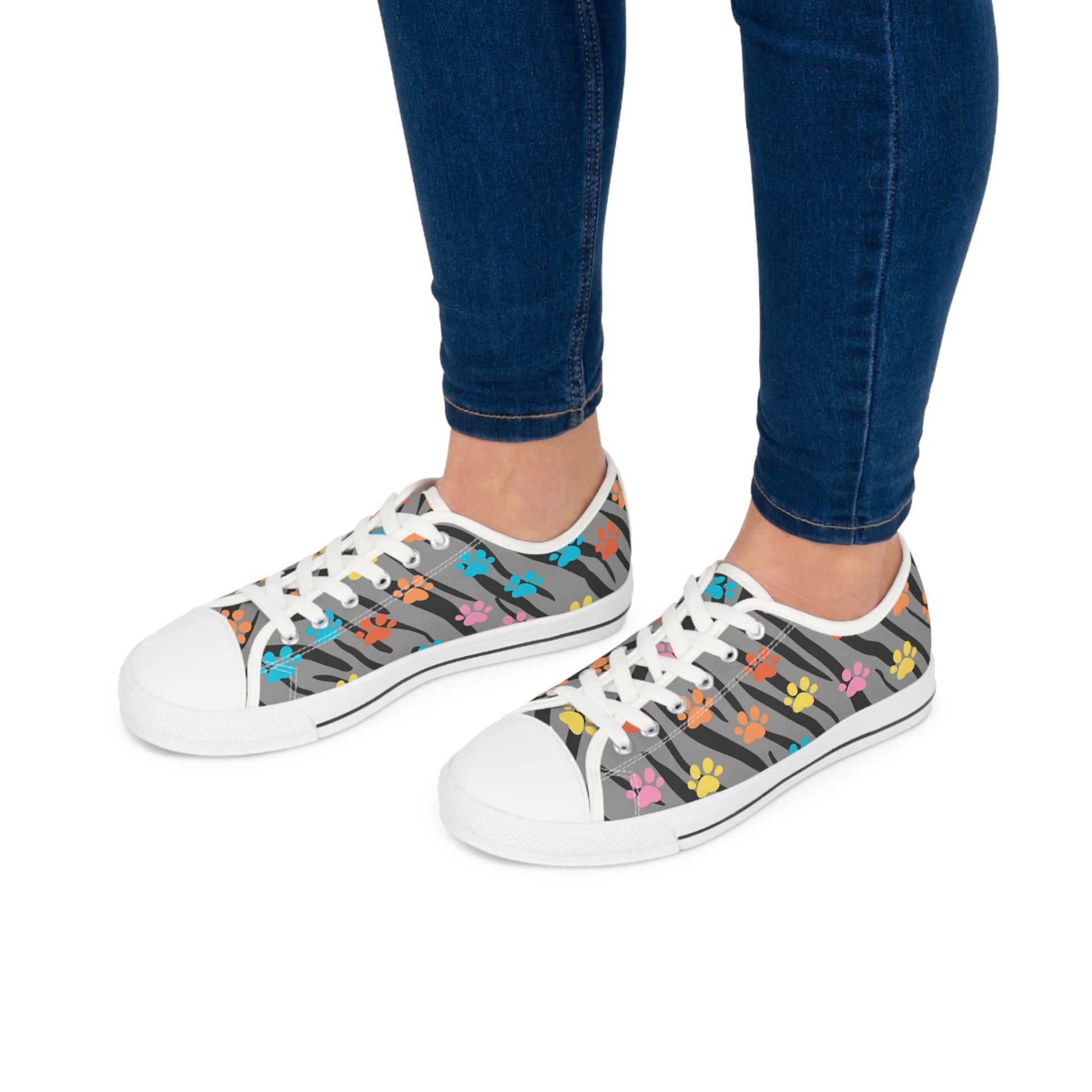 Zebra Paw Print Women's Low Top Sneakers