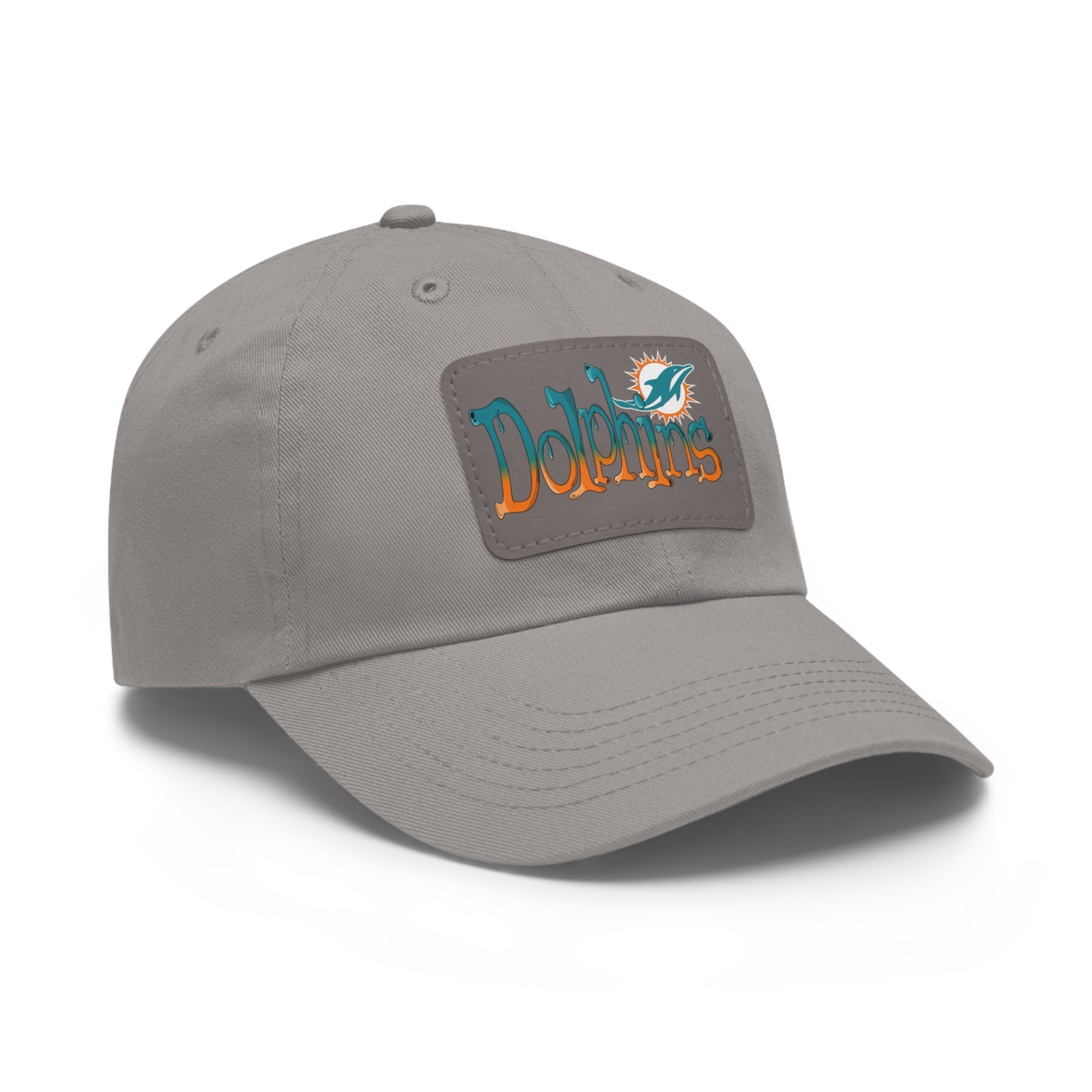 Miami Dolphins Dad Hat with Leather Patch (Rectangle)