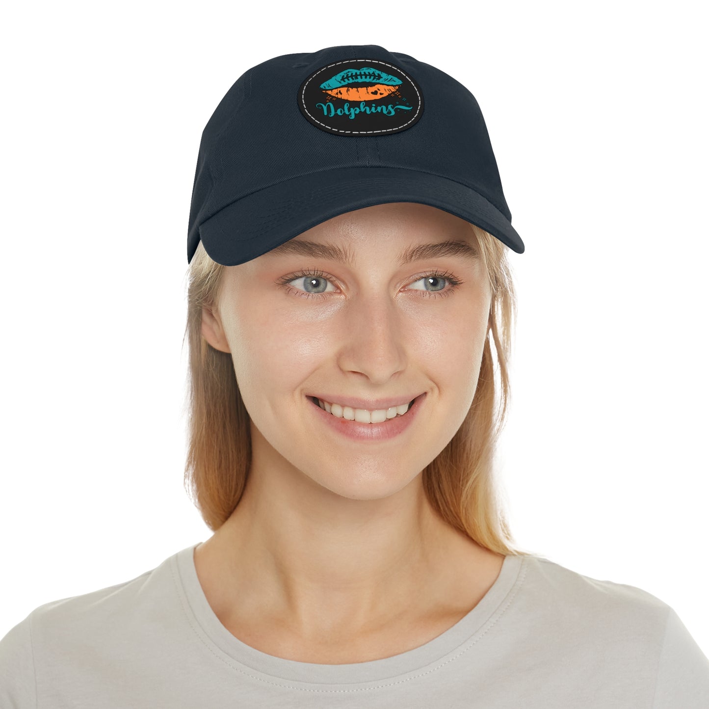 Miami Dolphin Hat with Leather Patch (Round)