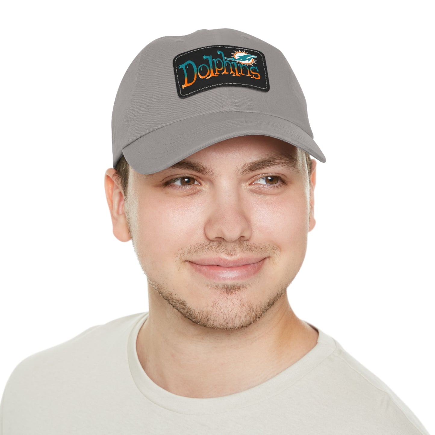 Miami Dolphins Dad Hat with Leather Patch (Rectangle)