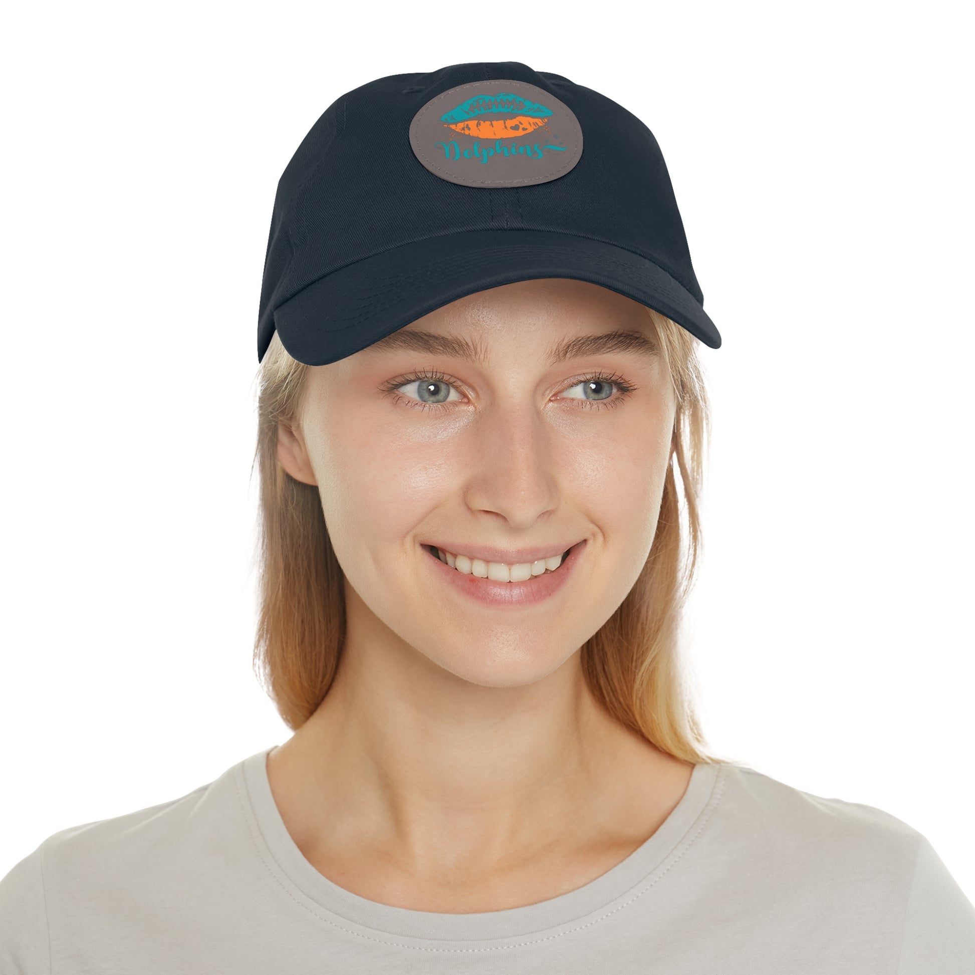 Miami Dolphin Hat with Leather Patch (Round)