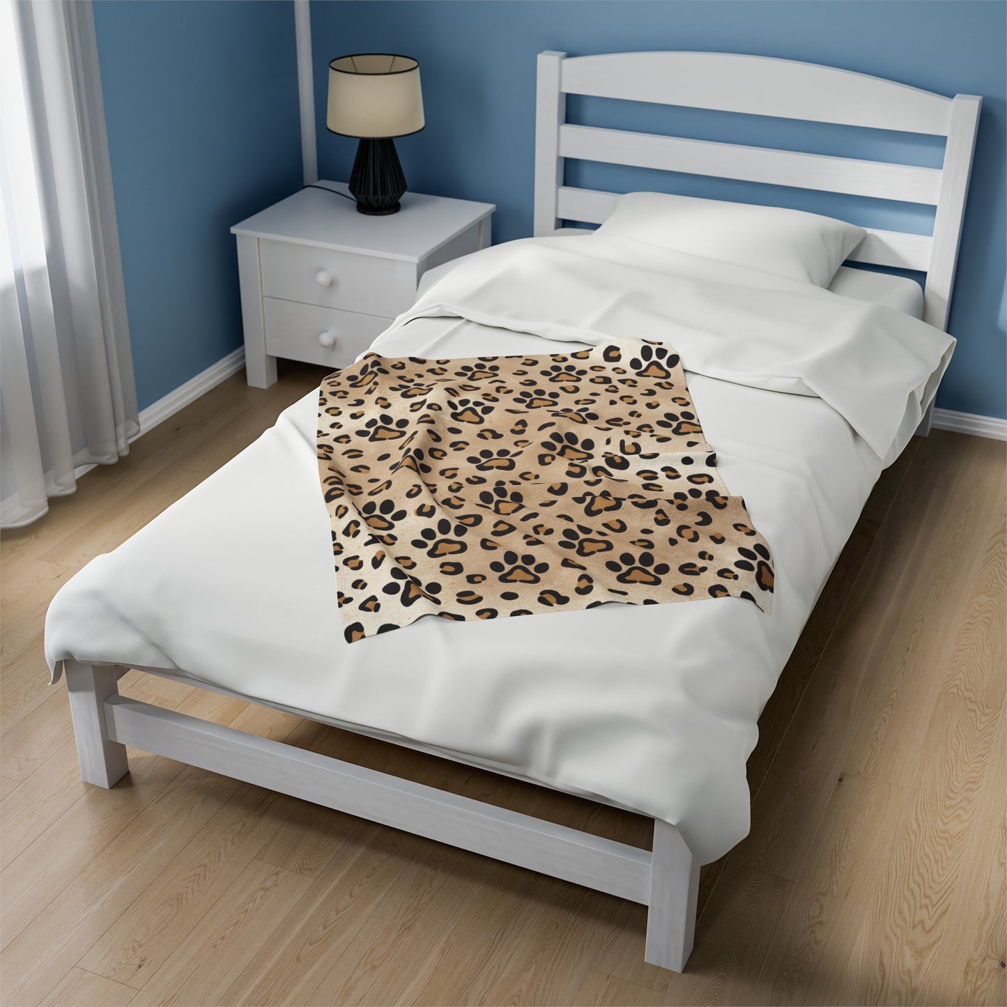 Leopard Paw Print Velveteen Plush Blanket