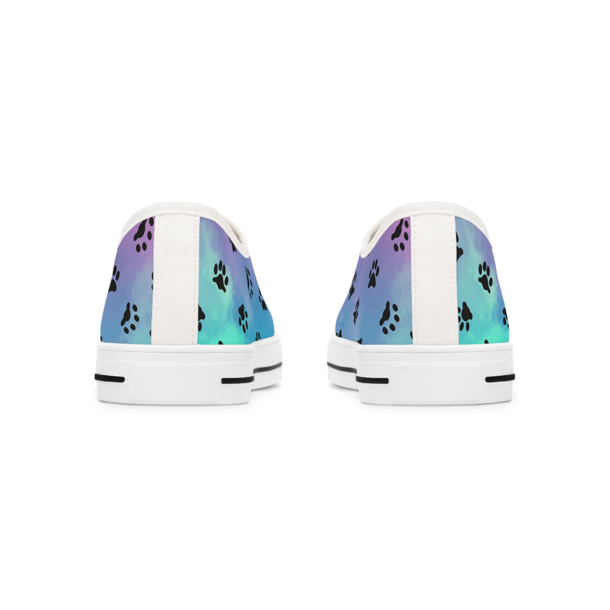 Purple/Blue Paw Print Women's Low Top Sneakers