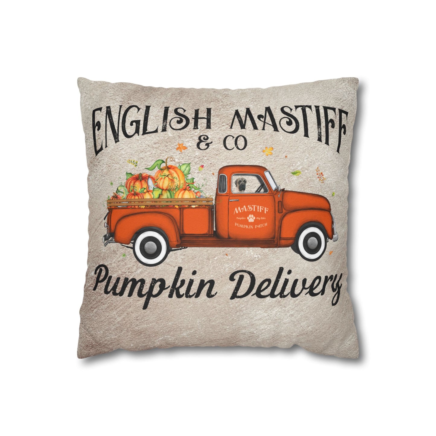 English Mastiff Pumpkin Delivery Spun Polyester Square Pillowcase