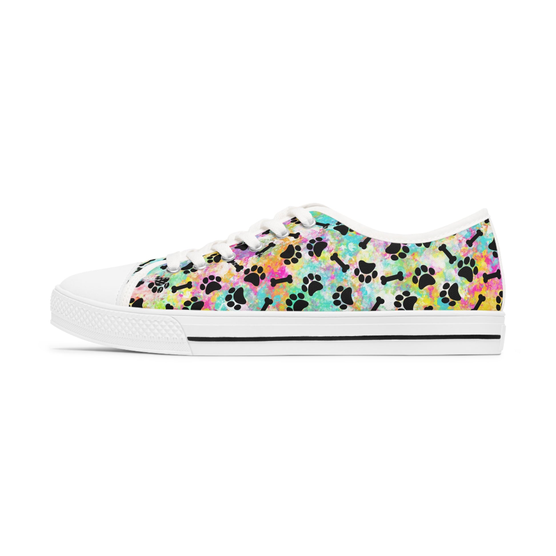 Rainbow Paw Prints & Bones Women's Low Top Sneakers