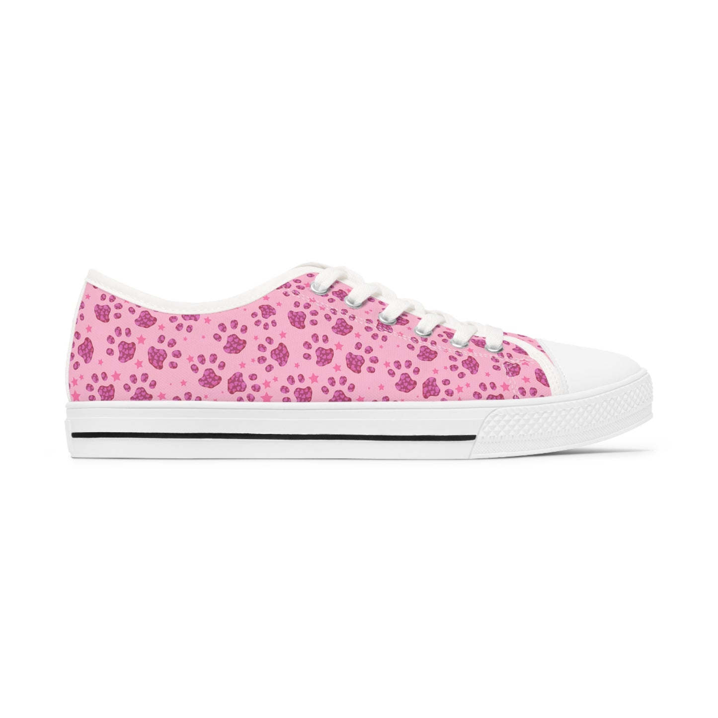 Pink Paw Print Women's Low Top Sneakers