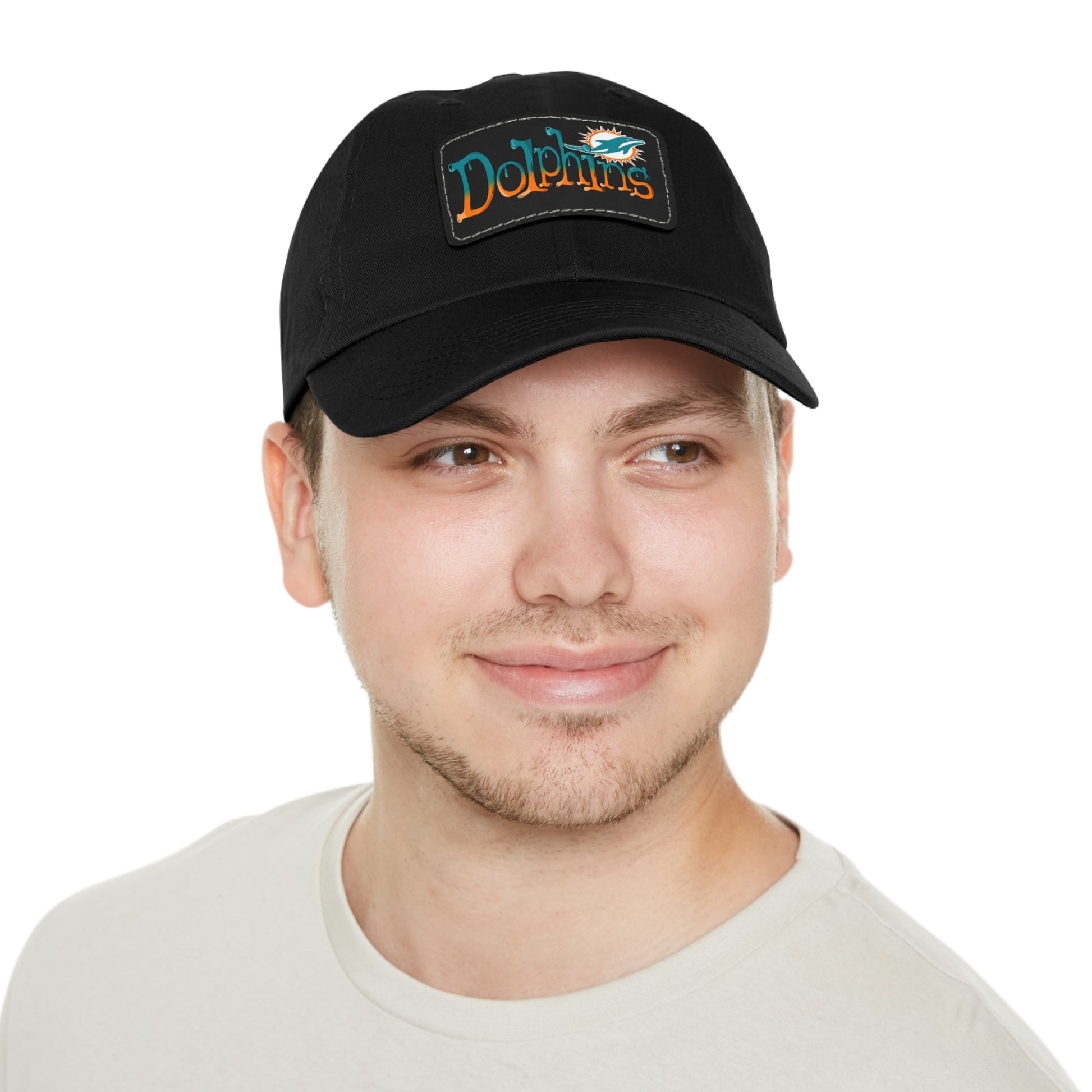 Miami Dolphins Dad Hat with Leather Patch (Rectangle)