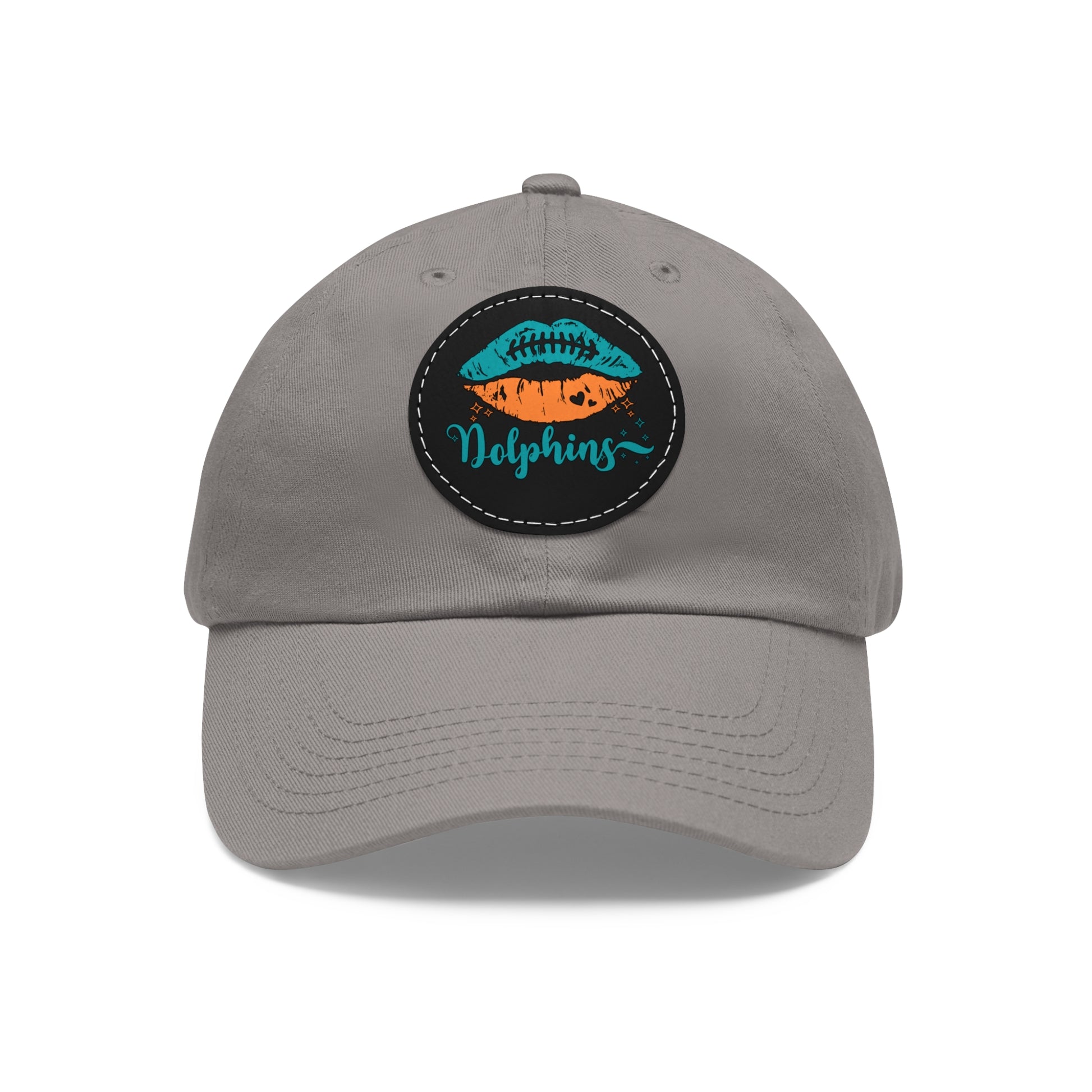 Miami Dolphin Hat with Leather Patch (Round) Grey / Black patch Circle One size