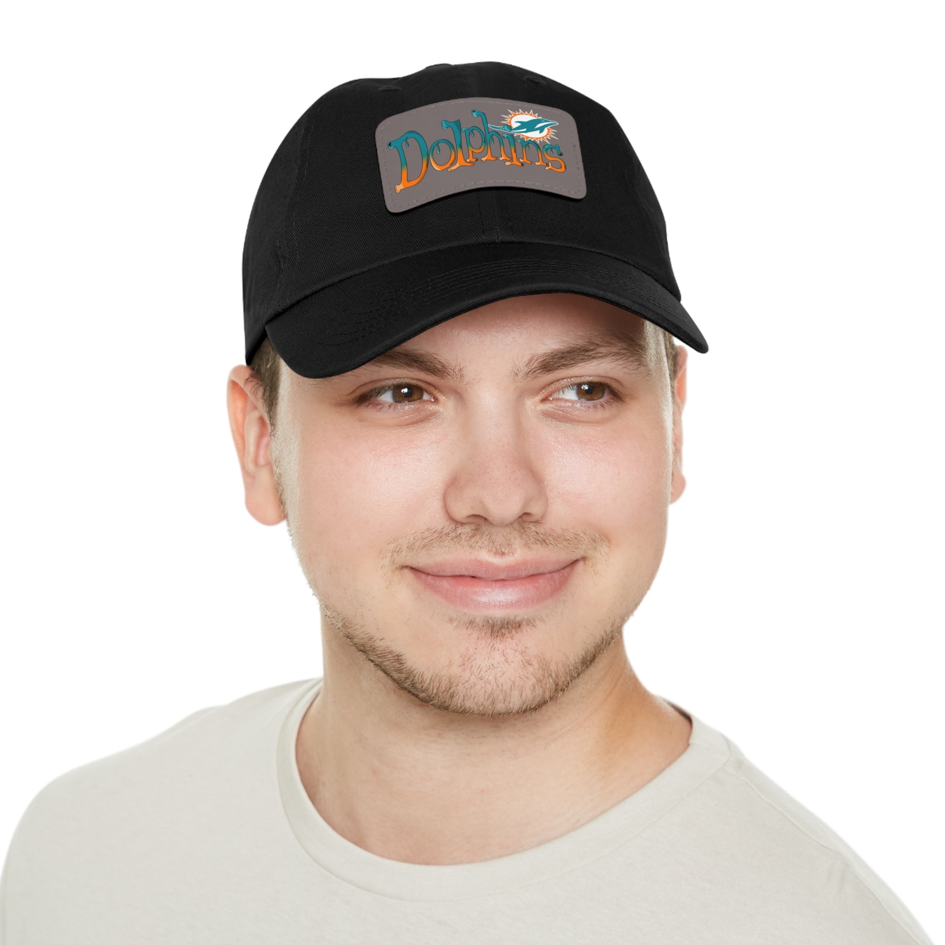 Miami Dolphins Dad Hat with Leather Patch (Rectangle)