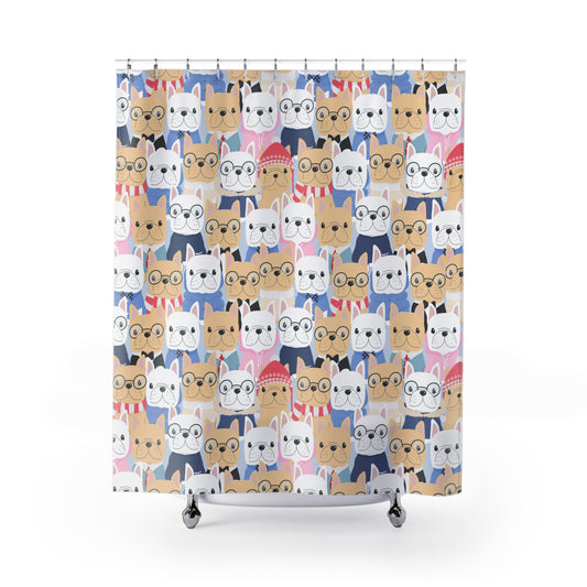 Frenchie Shower Curtain 71" × 74"