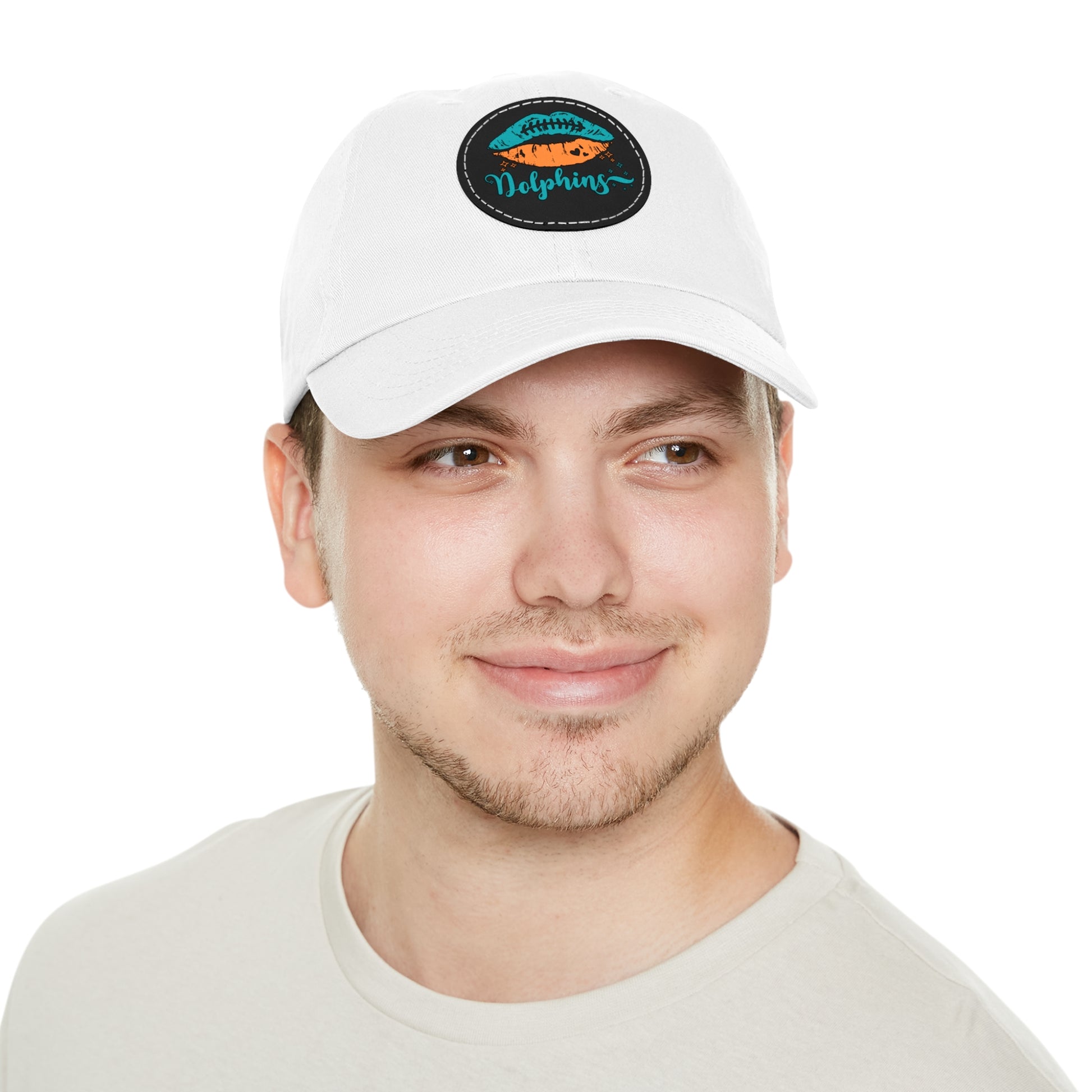 Miami Dolphin Hat with Leather Patch (Round)