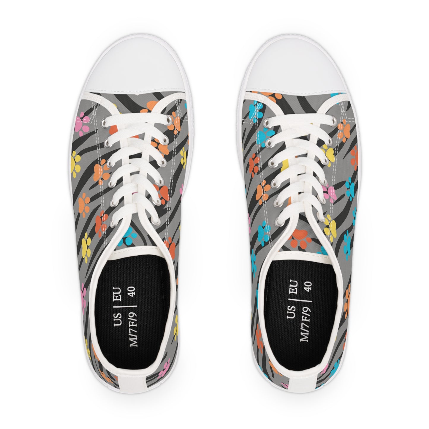 Zebra Paw Print Women's Low Top Sneakers