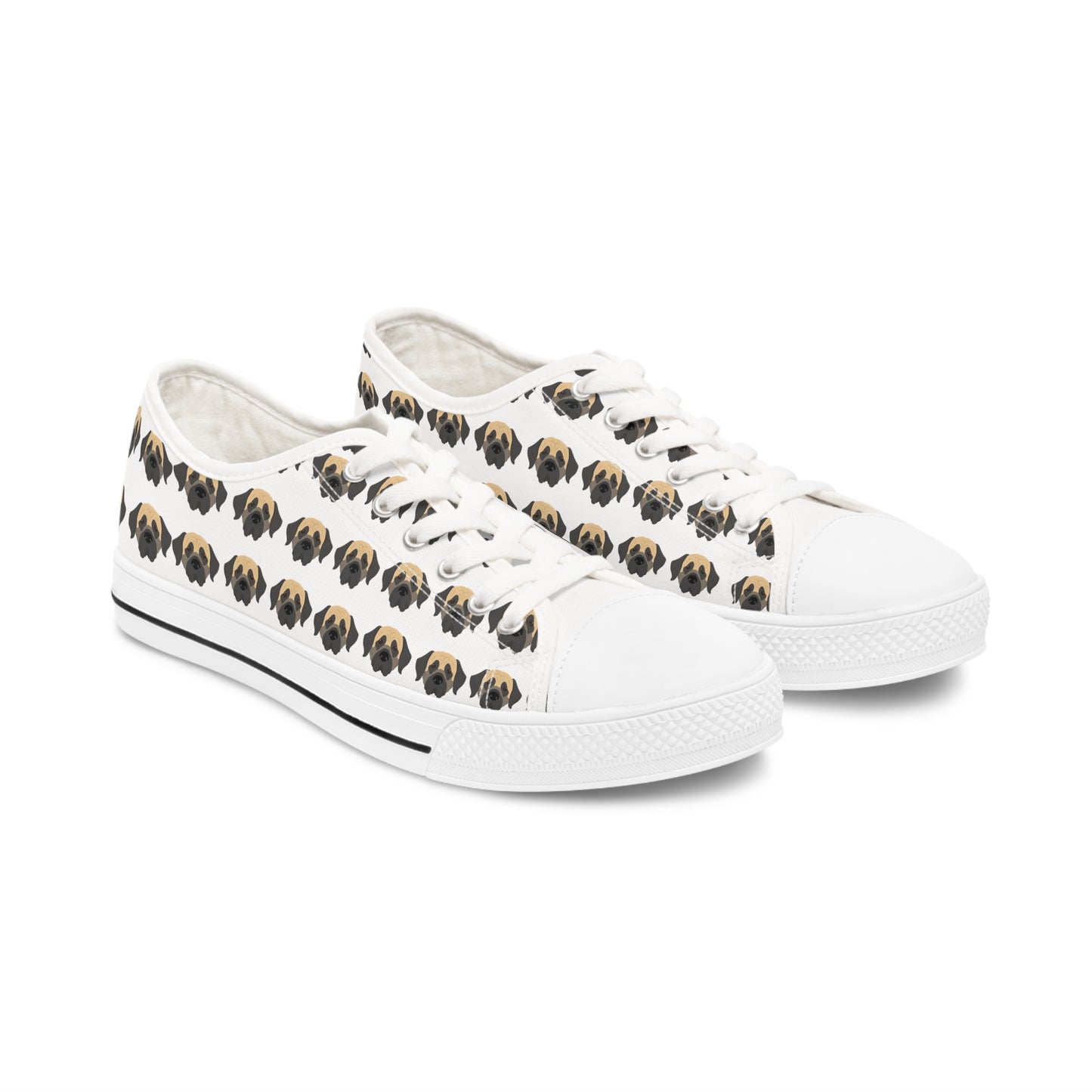 English Mastiff Women's Low Top Sneakers White sole