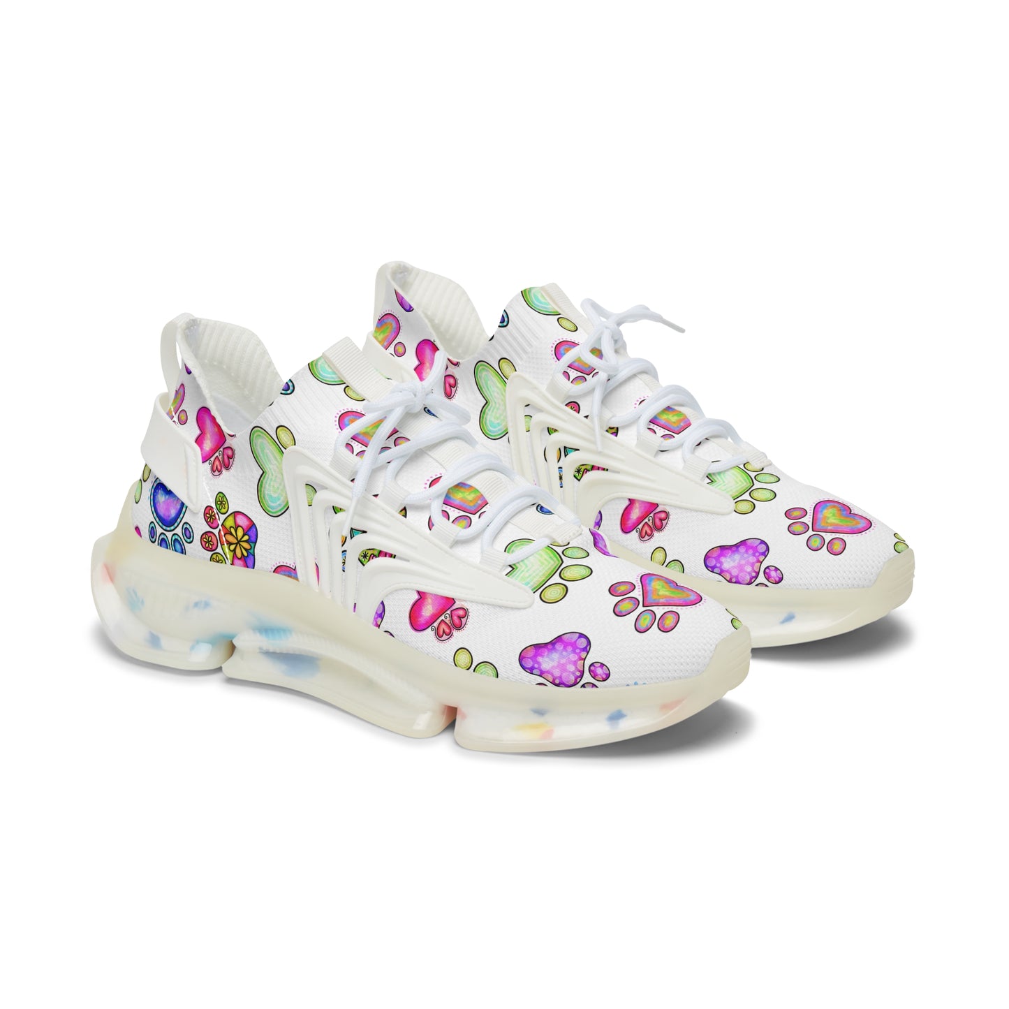 Paw Print Women's Mesh Sneakers White sole